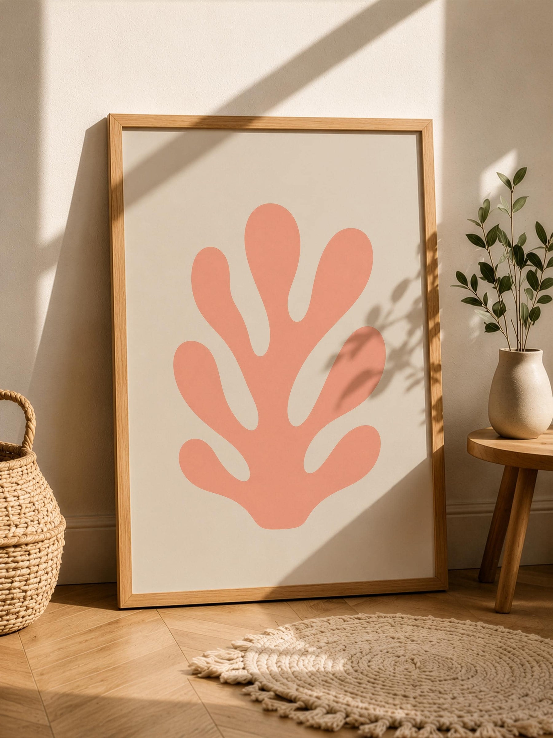 Cala Pink Coral Print | Minimalist Coastal Botanical Wall Art | Framed or Unframed