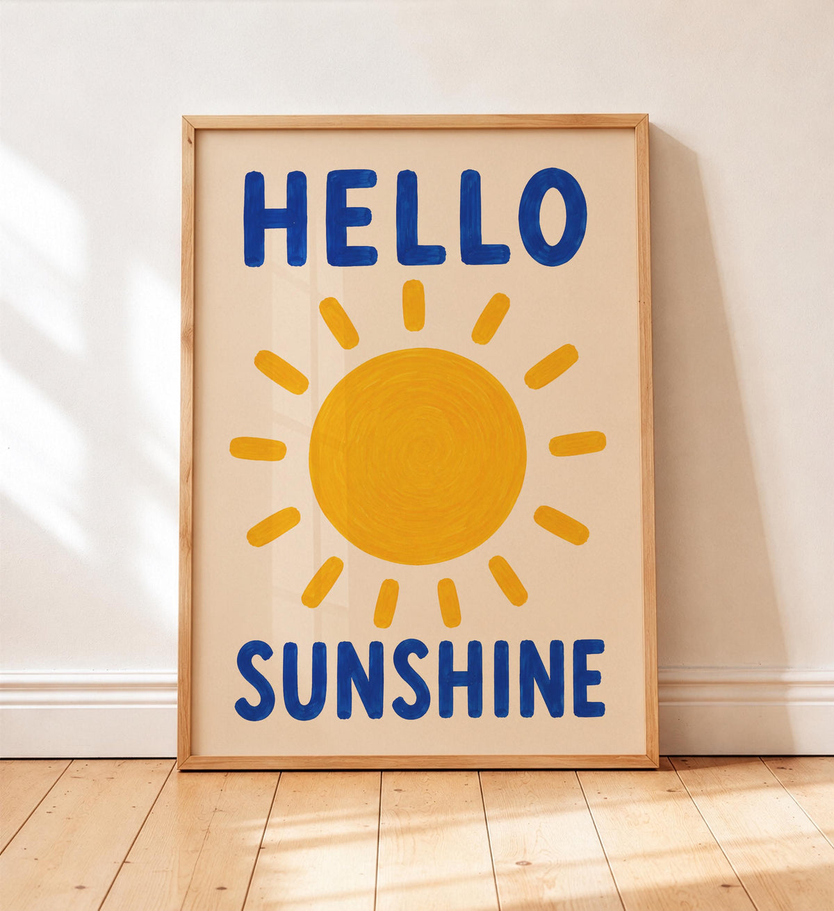 Hello Sunshine Print | Hand-Painted Sun Wall Art | Framed or Unframed