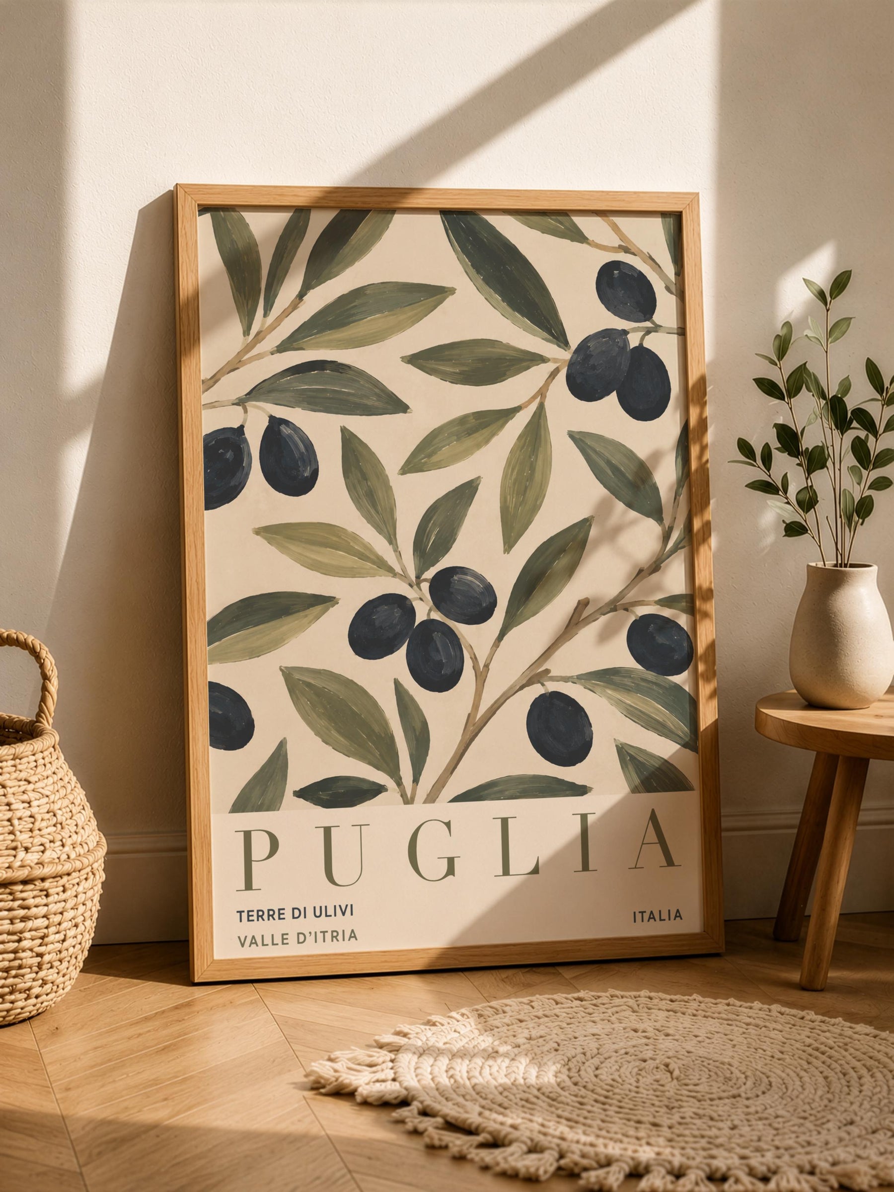 Puglia Olive Branch Print | Italian Botanical Travel Poster | Framed or Unframed