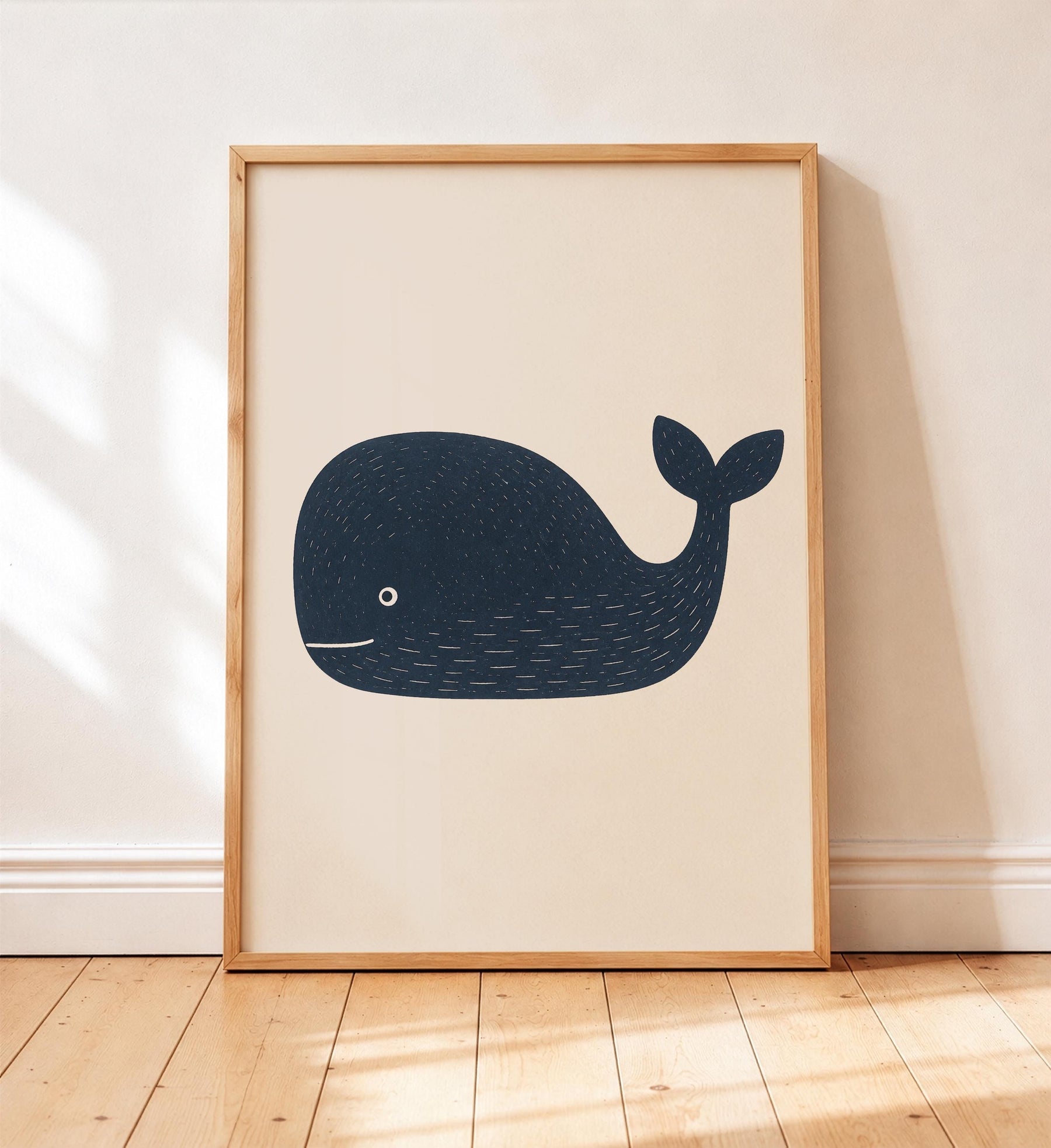 Hand-Painted Whale Print | Scandinavian Coastal Nursery Decor | Framed or Unframed