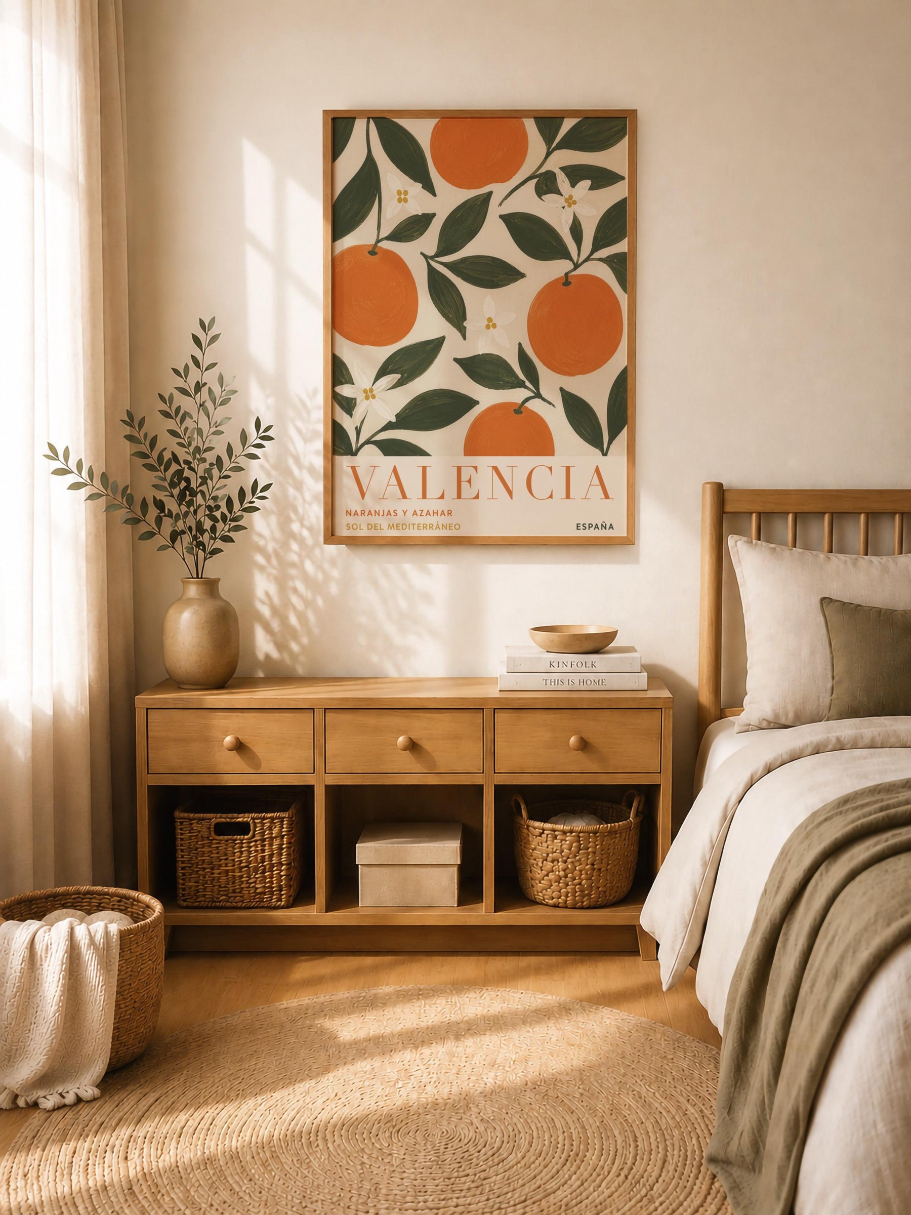 Valencia Orange Print | Hand-Painted Citrus Wall Art, Mediterranean Travel Poster | Framed or Unframed