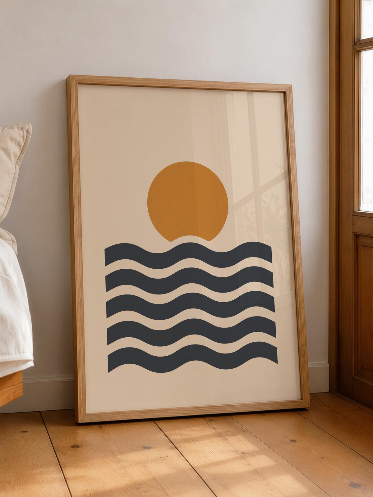 Sunset Waves Print | Scandinavian Coastal Wall Art | Framed or Unframed