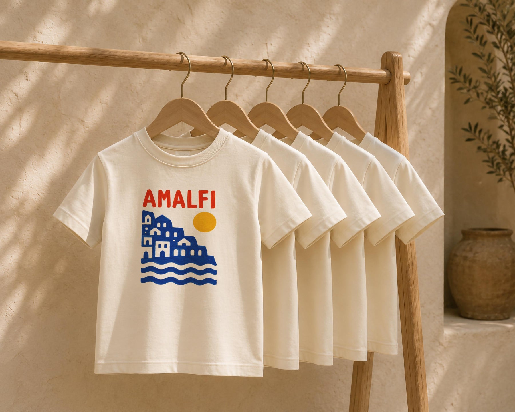 Amalfi Kids T-Shirt – Organic Cotton Bold Graphic Tee, Mediterranean Summer Shirt, Coastal Kids Clothing