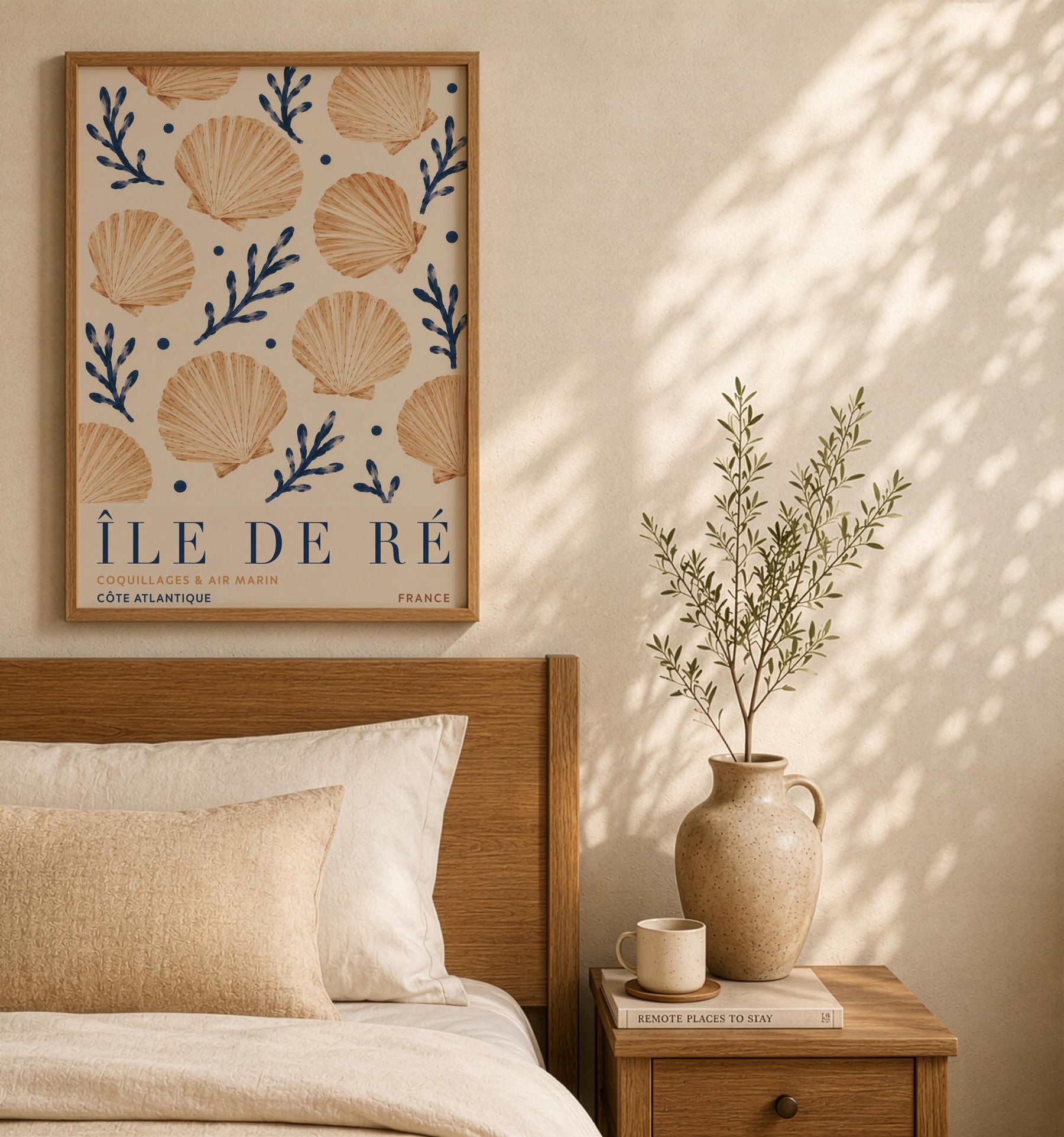 Île de Ré Print | Hand-Painted Scallop Shell French Coastal Wall Art | Framed or Unframed