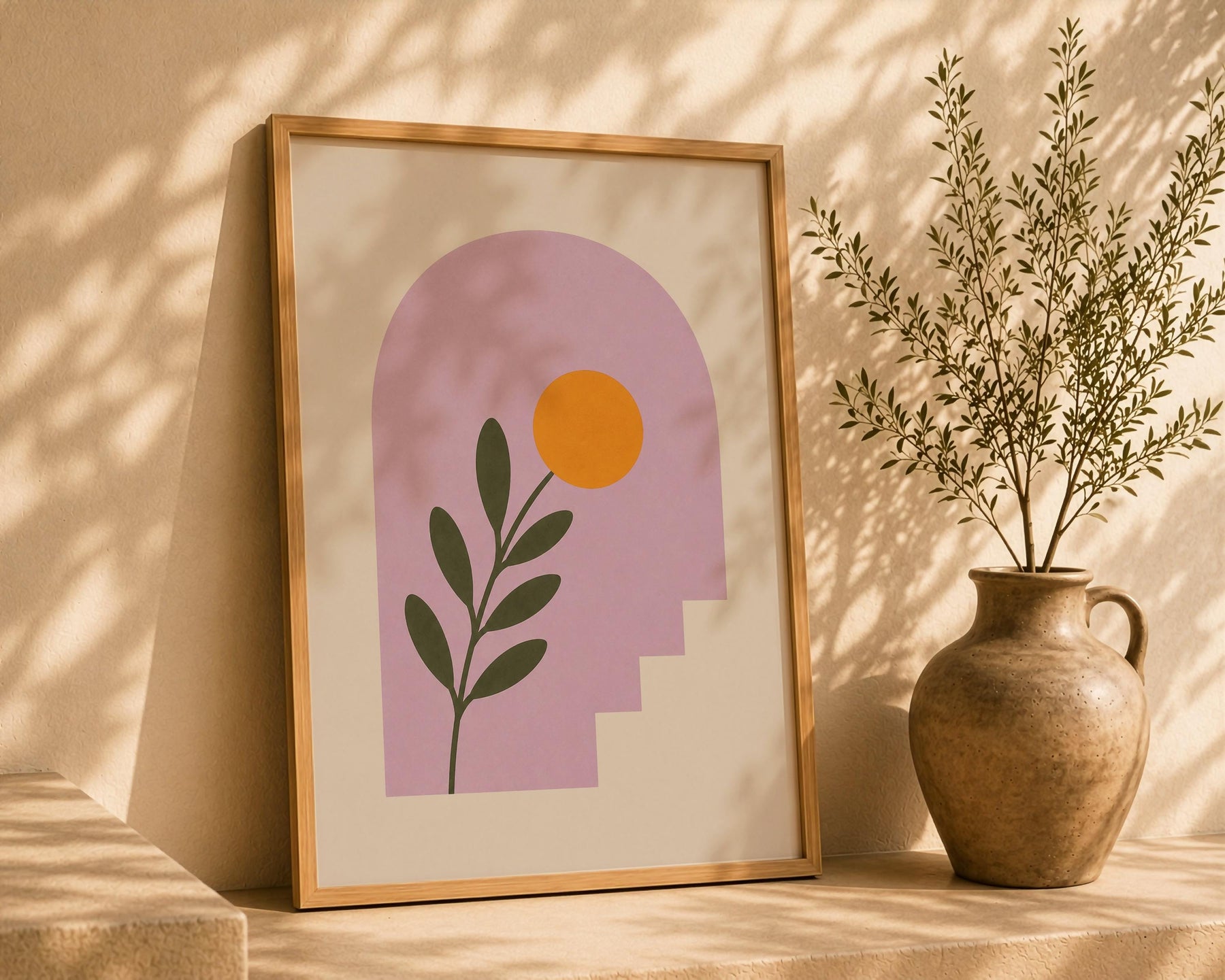 Alcove Floral Archway Print | Minimalist Botanical Mediterranean Wall Art | Framed or Unframed