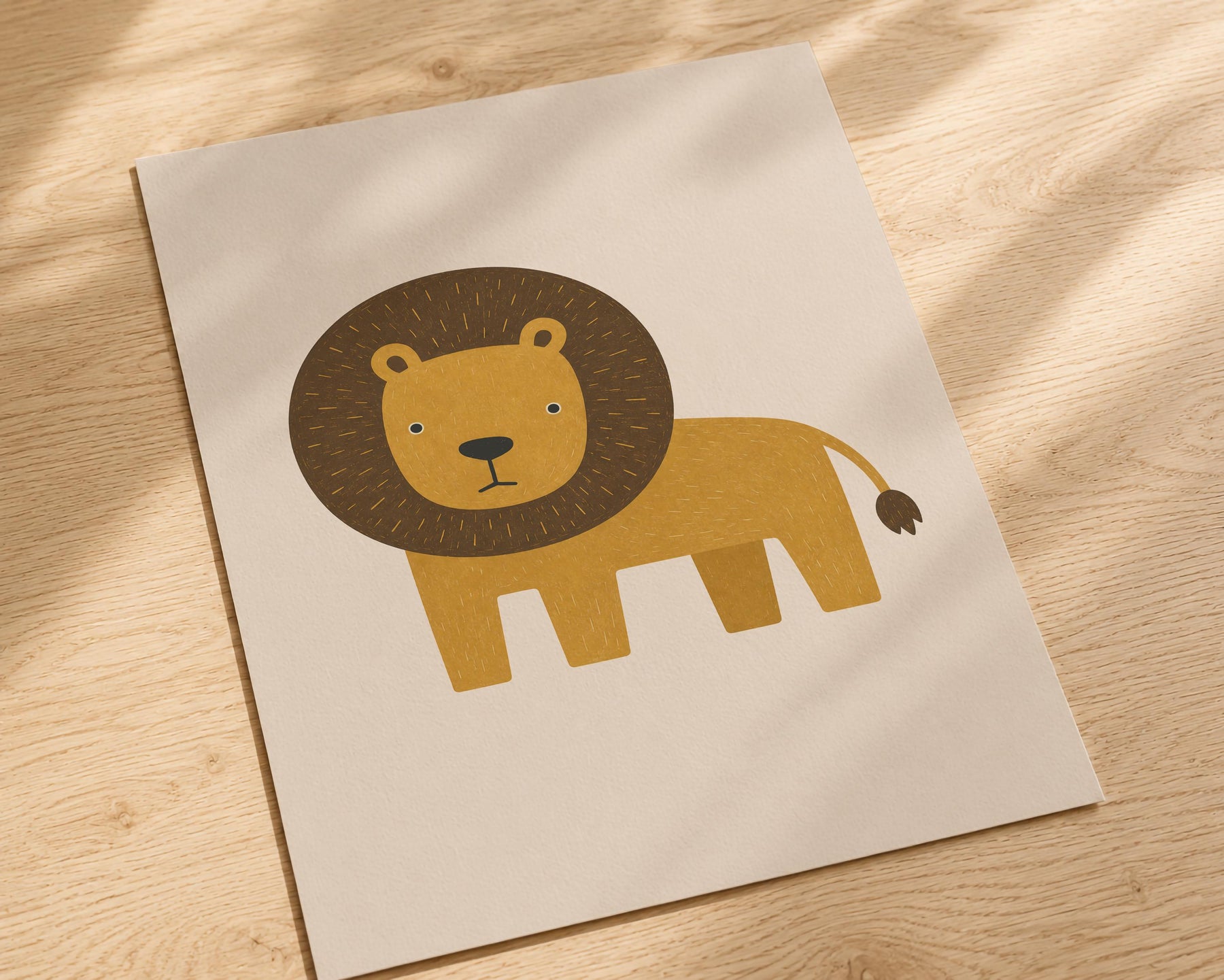 Lion Wall Art Print | Scandinavian Safari Animal Print, Neutral Kids Room & Nursery Decor