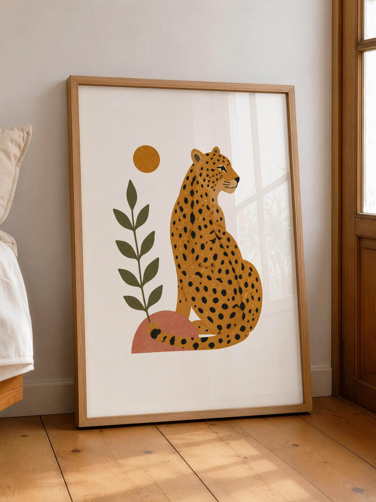 Personalised Leopard Nursery Print | Safari Jungle Animal Illustrated Wall Art | Framed or Unframed