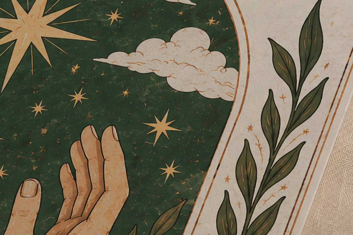 Create From The Heart Hands Print | Inspirational Celestial Wall Art, Folk Hands Illustration, Framed or Unframed