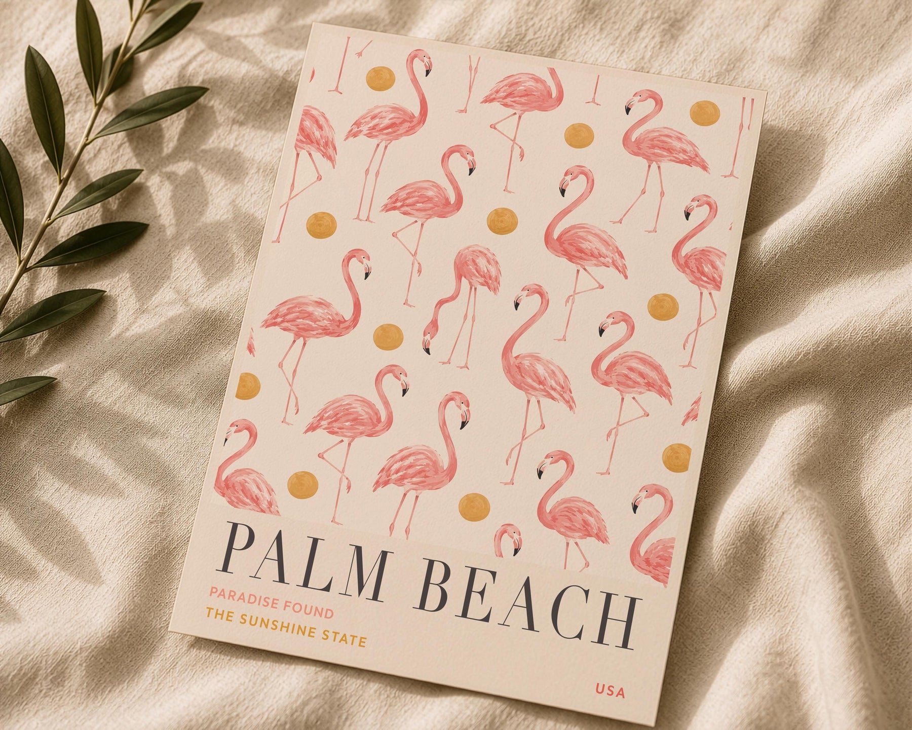 Palm Beach Flamingo Print | Hand-Painted Florida Coastal Wall Art | Framed or Unframed
