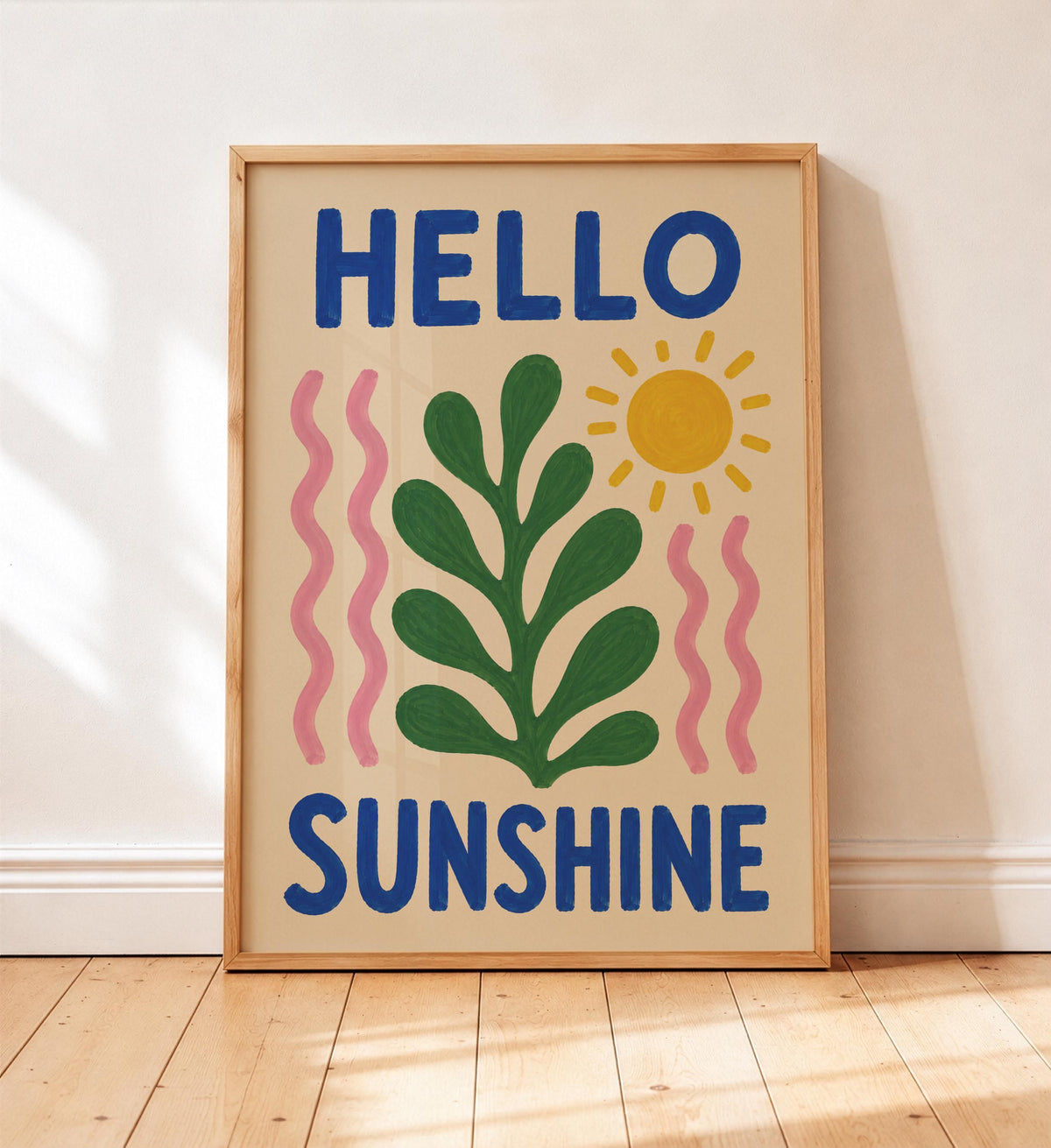 Hello Sunshine Print | Colourful Hand-Painted Botanical Wall Art Decor | Framed or Unframed
