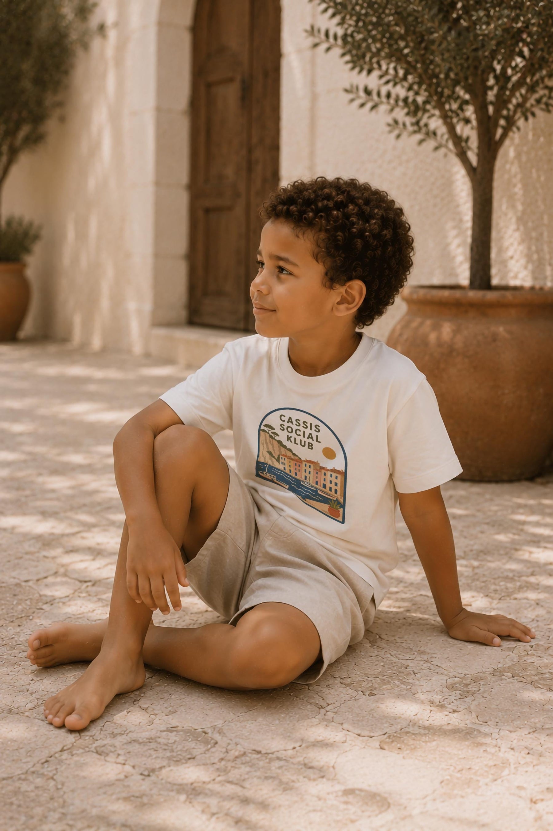 Kids Organic Cotton T-Shirt | Cassis French Riviera Graphic Tee | Mediterranean Summer Clothing