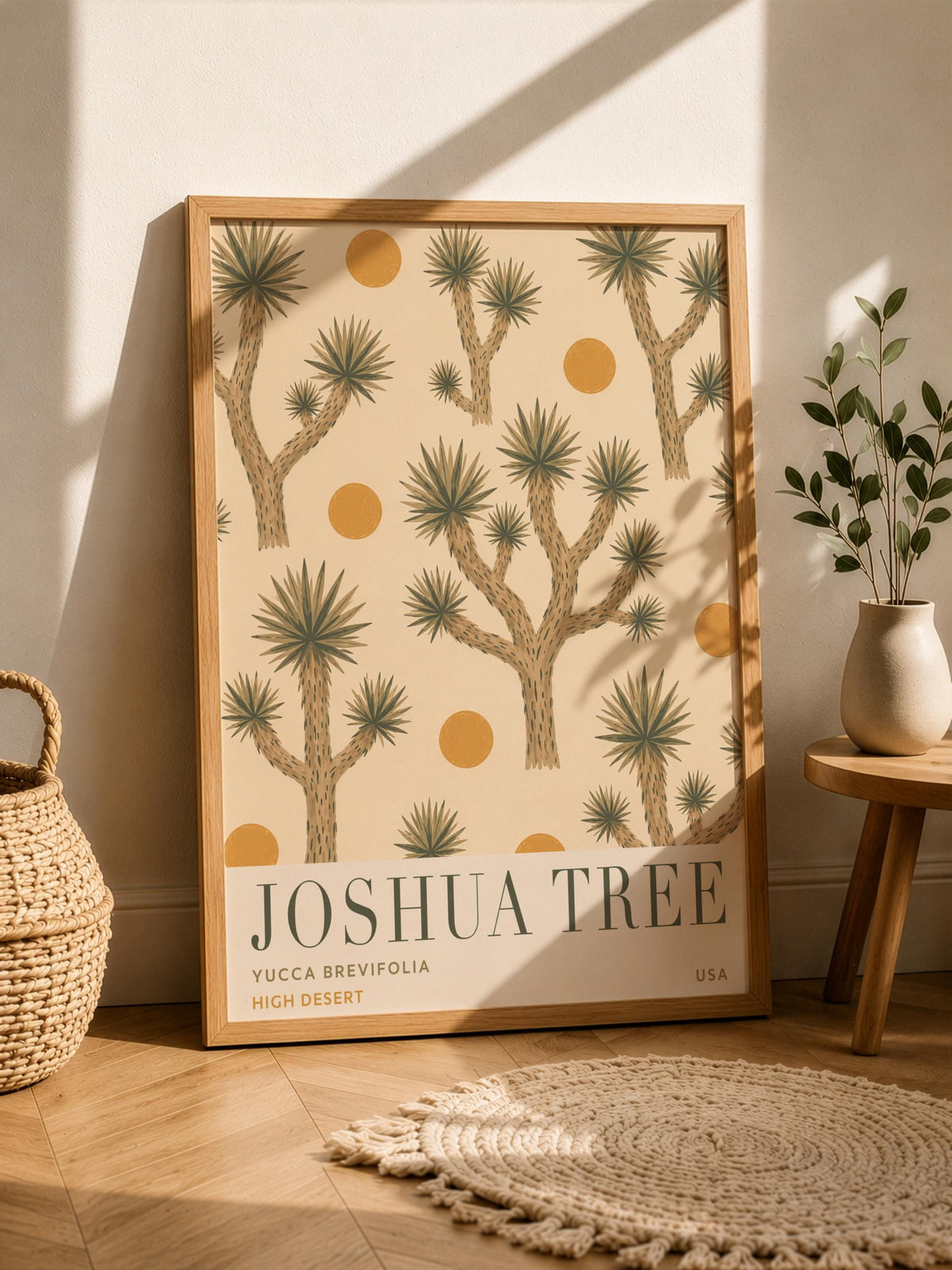 Joshua Tree Print | Desert Modern Wall Art, California Travel Poster | Framed or Unframed