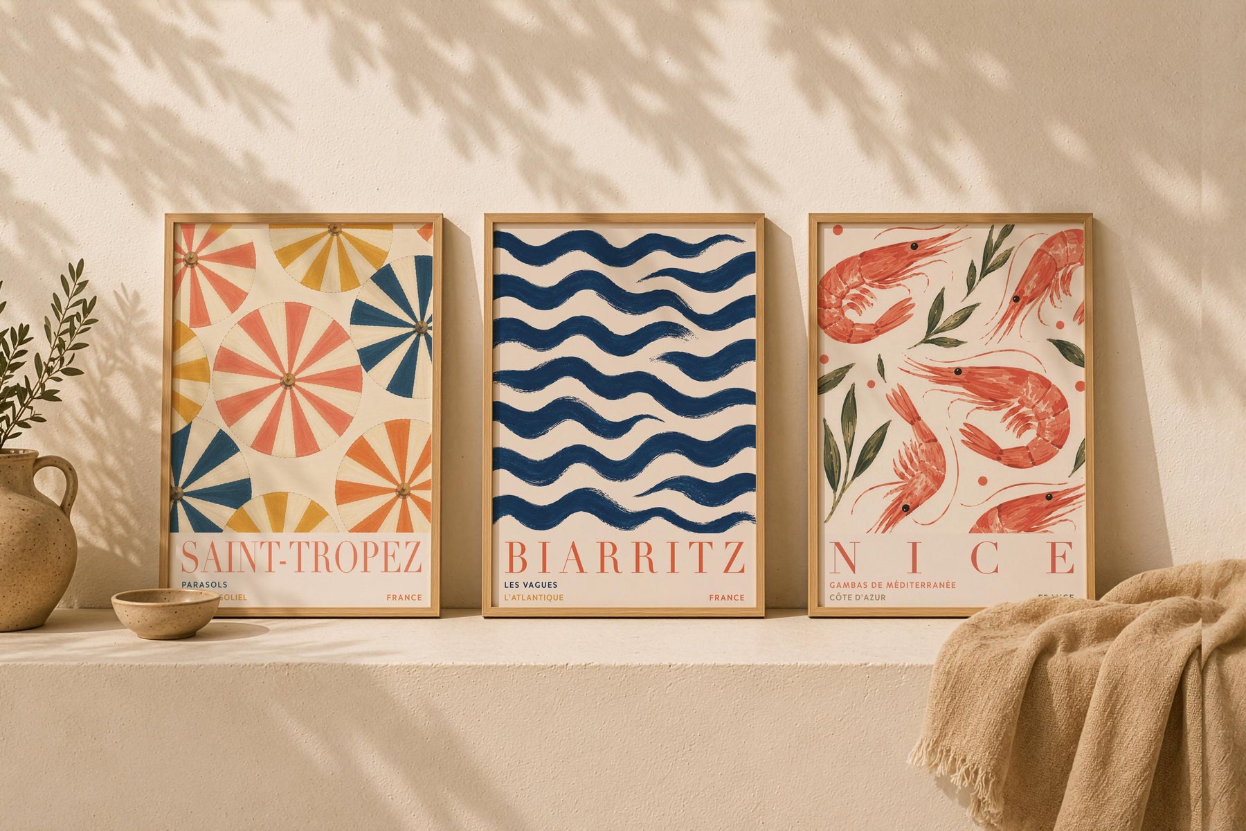 Saint-Tropez Print | French Riviera Beach Parasol Wall Art | Framed or Unframed
