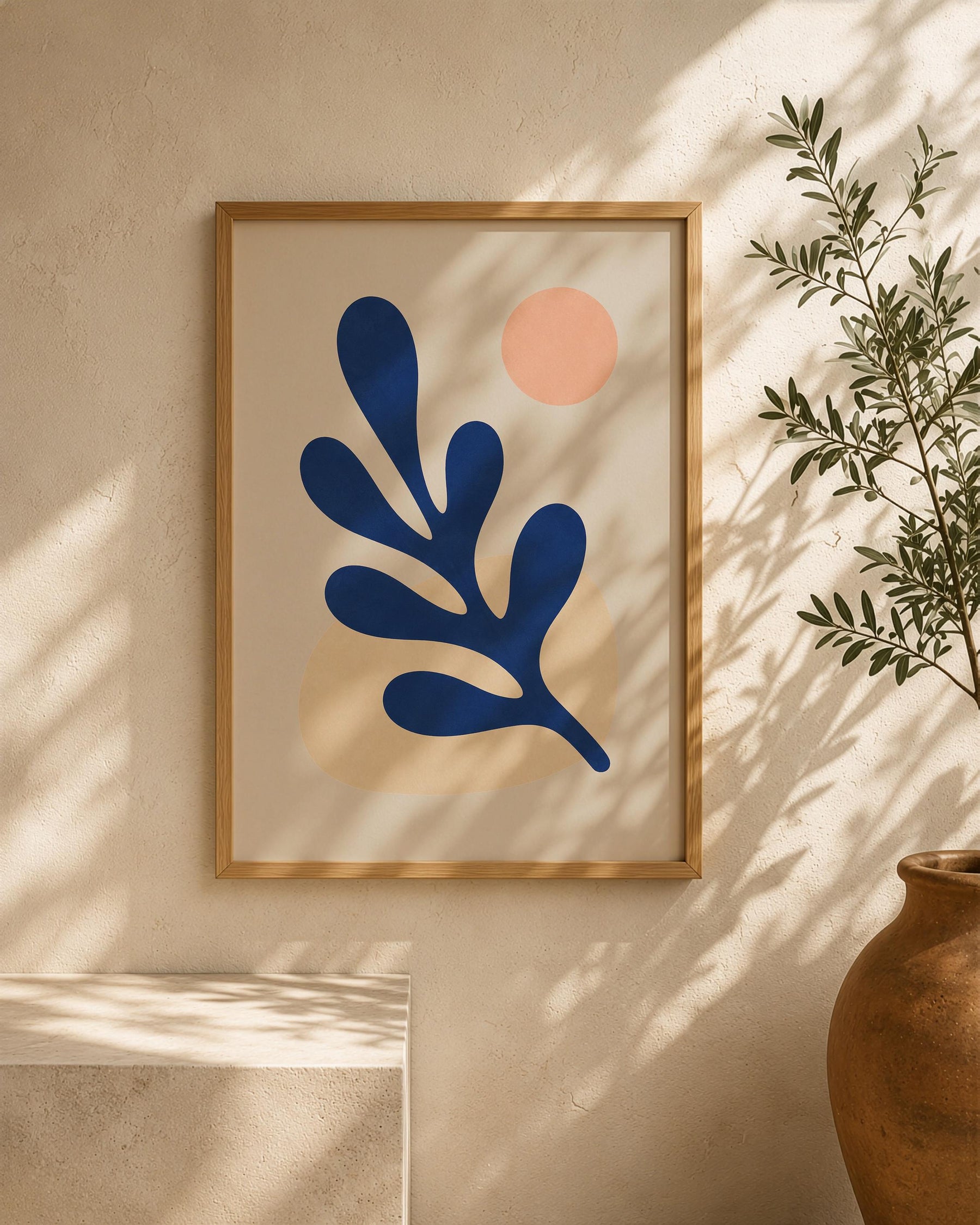 Folia Abstract Botanical Print | Cobalt Blue, Scandinavian Decor | Framed or Unframed