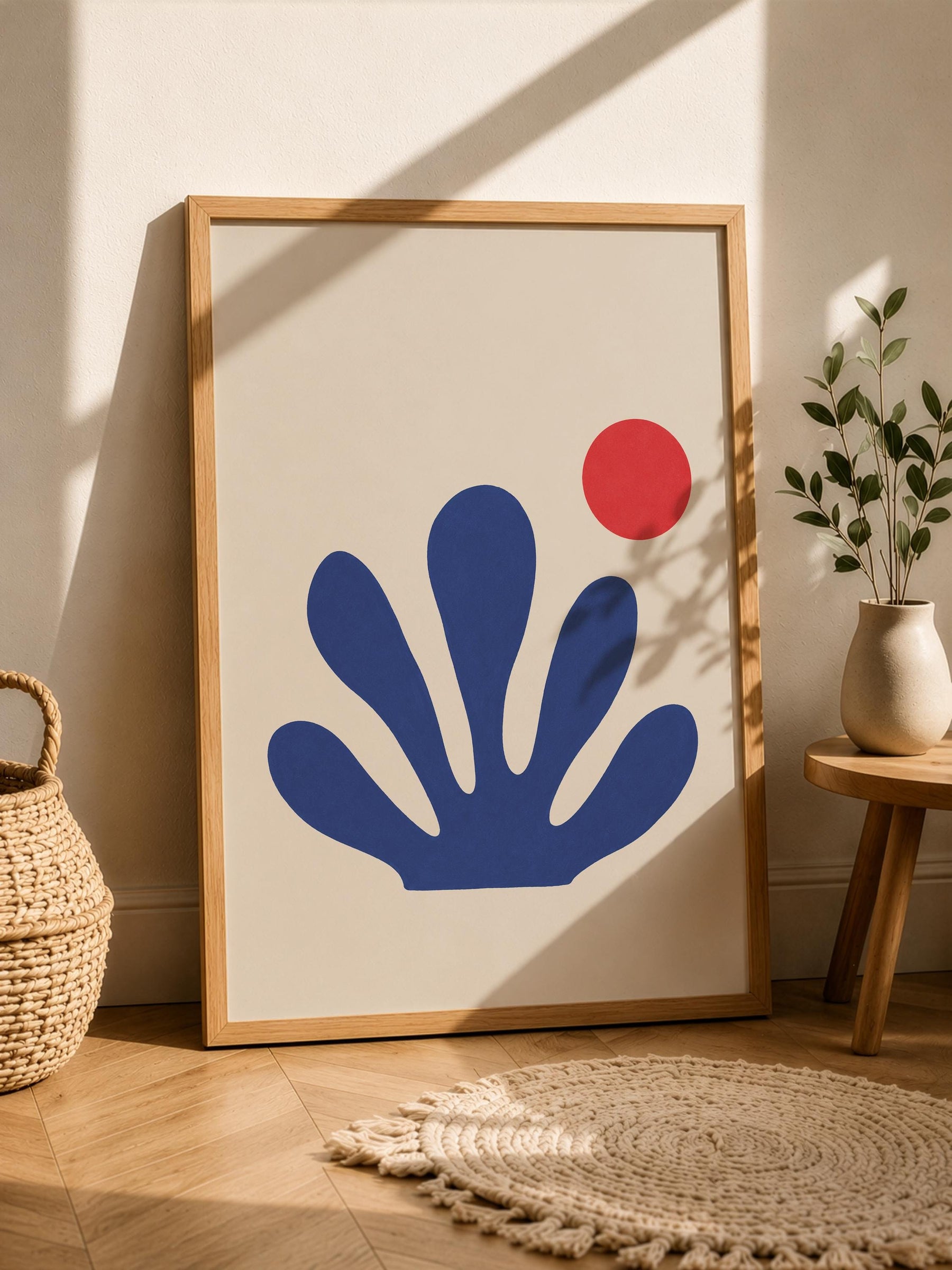 Sway Blue Coral Abstract Print | Matisse Inspired Coastal Wall Art | Framed or Unframed