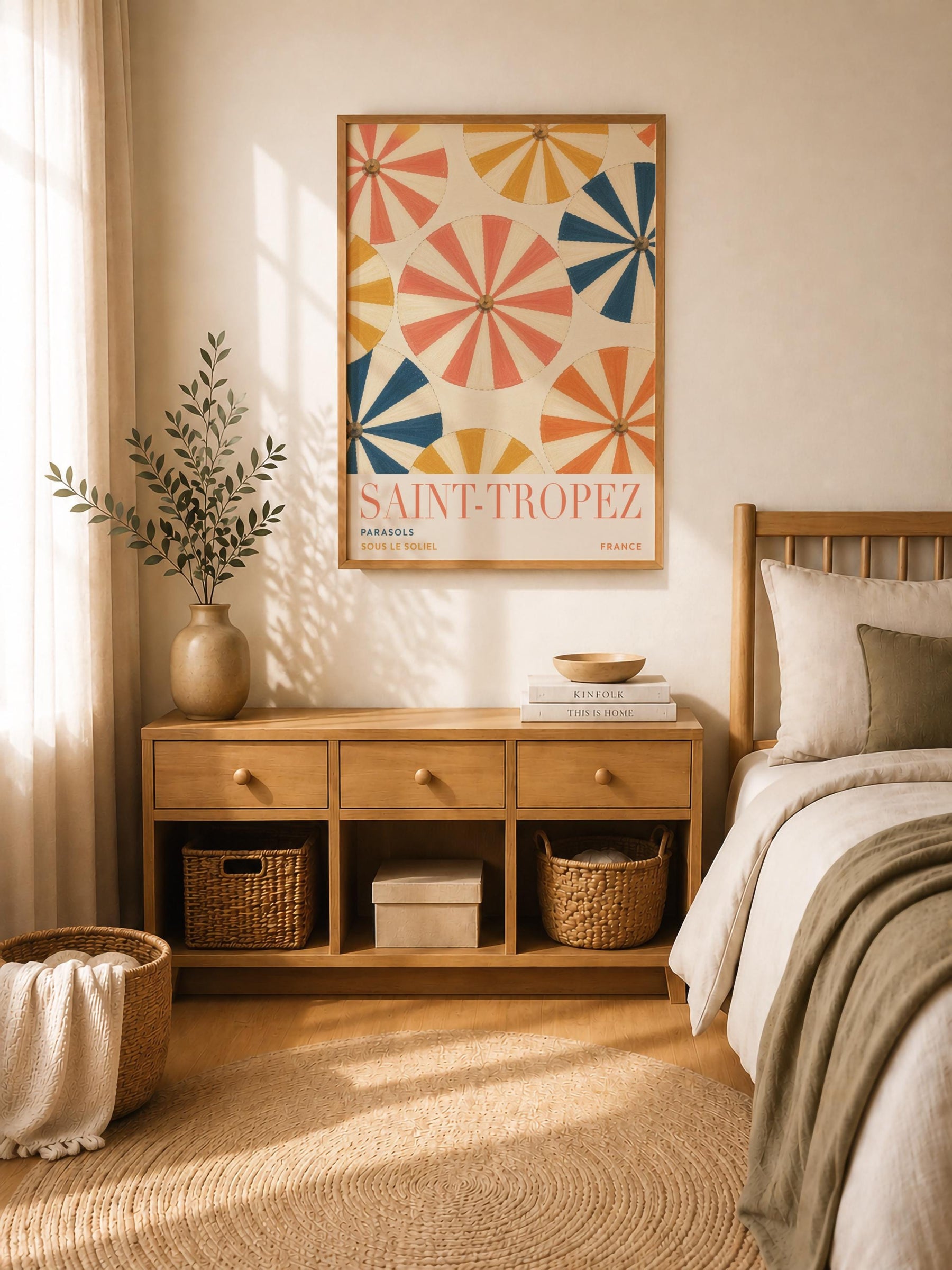 Saint-Tropez Print | French Riviera Beach Parasol Wall Art | Framed or Unframed