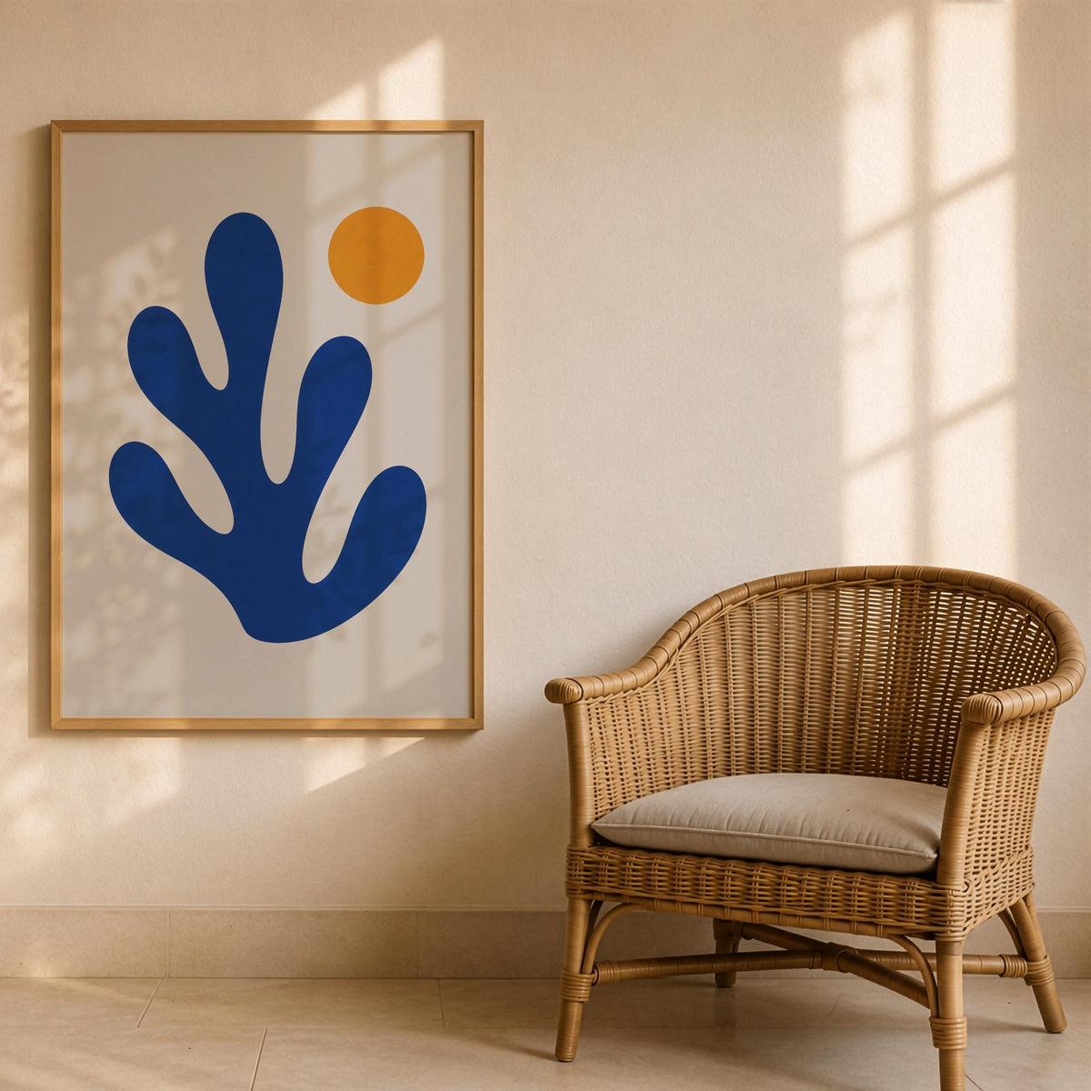Drift Abstract Blue Coral Print | Matisse Inspired Modern Coastal Wall Art | Framed or Unframed