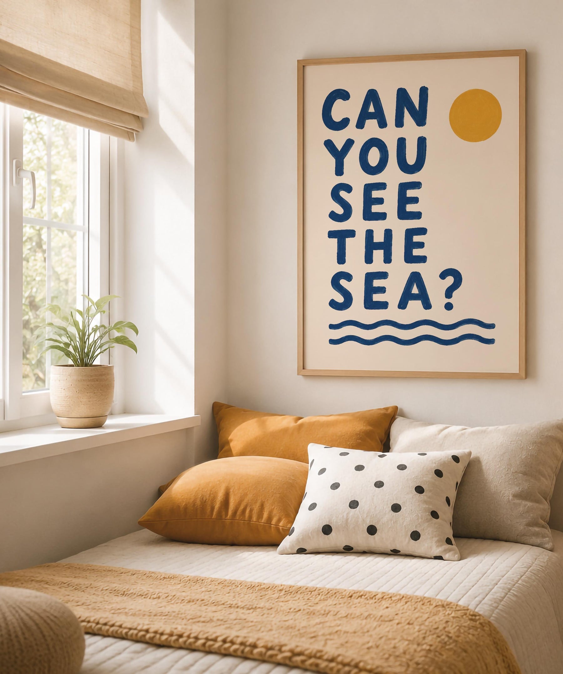 Can You See the Sea Print | Coastal Beach House Typography Wall Art | Framed or Unframed