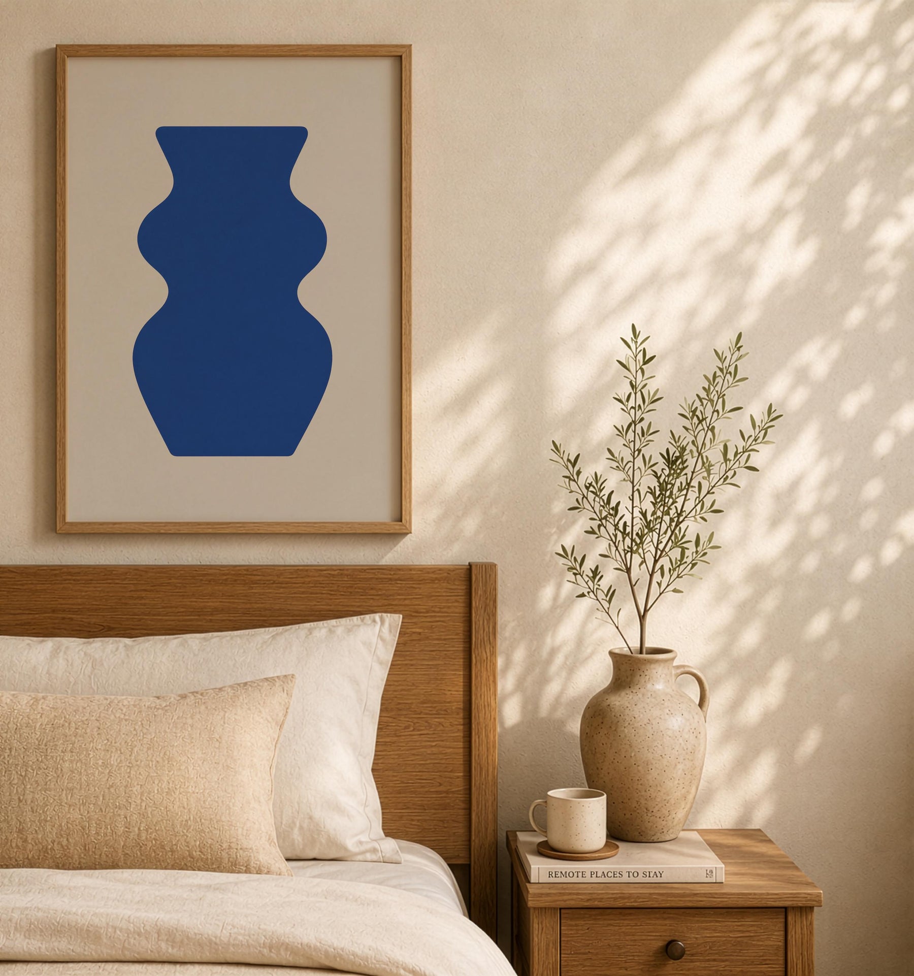 Contour Blue Vase Print | Abstract Minimalist Wall Art, Organic Home Decor | Framed or Unframed