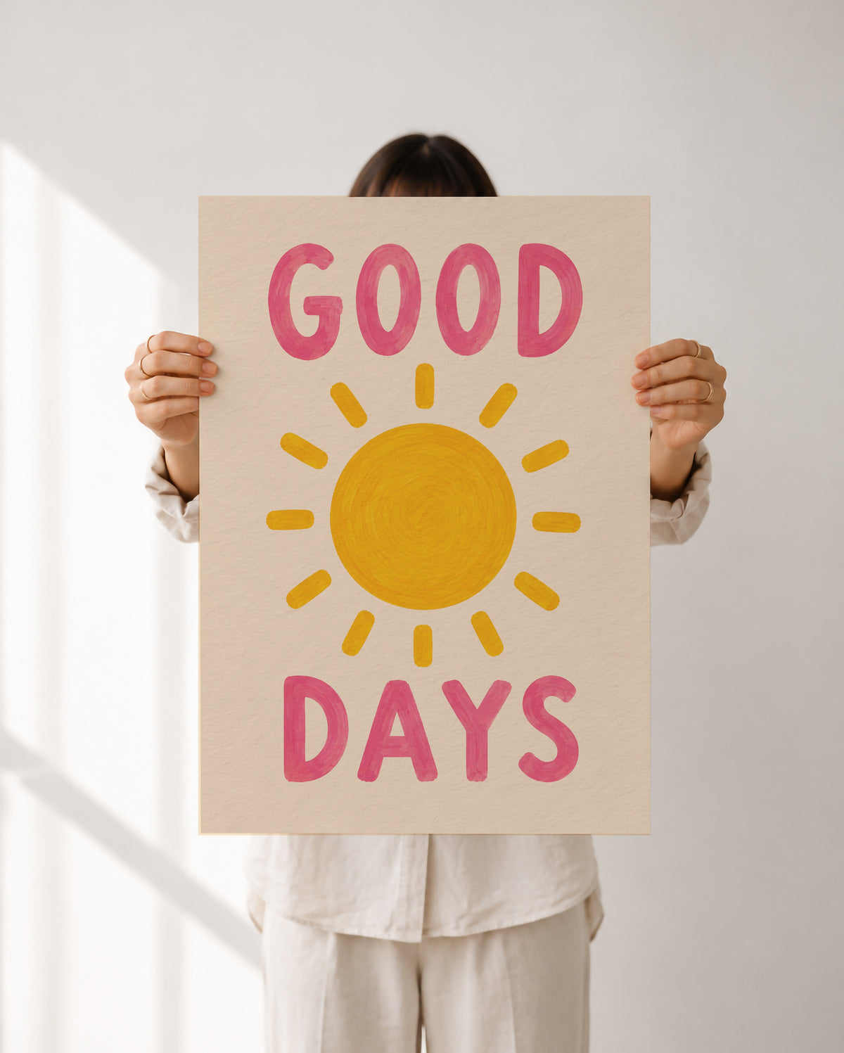 Good Days Hand-Painted Sunshine Art Print | Inspirational Modern Wall Art | Framed or Unframed