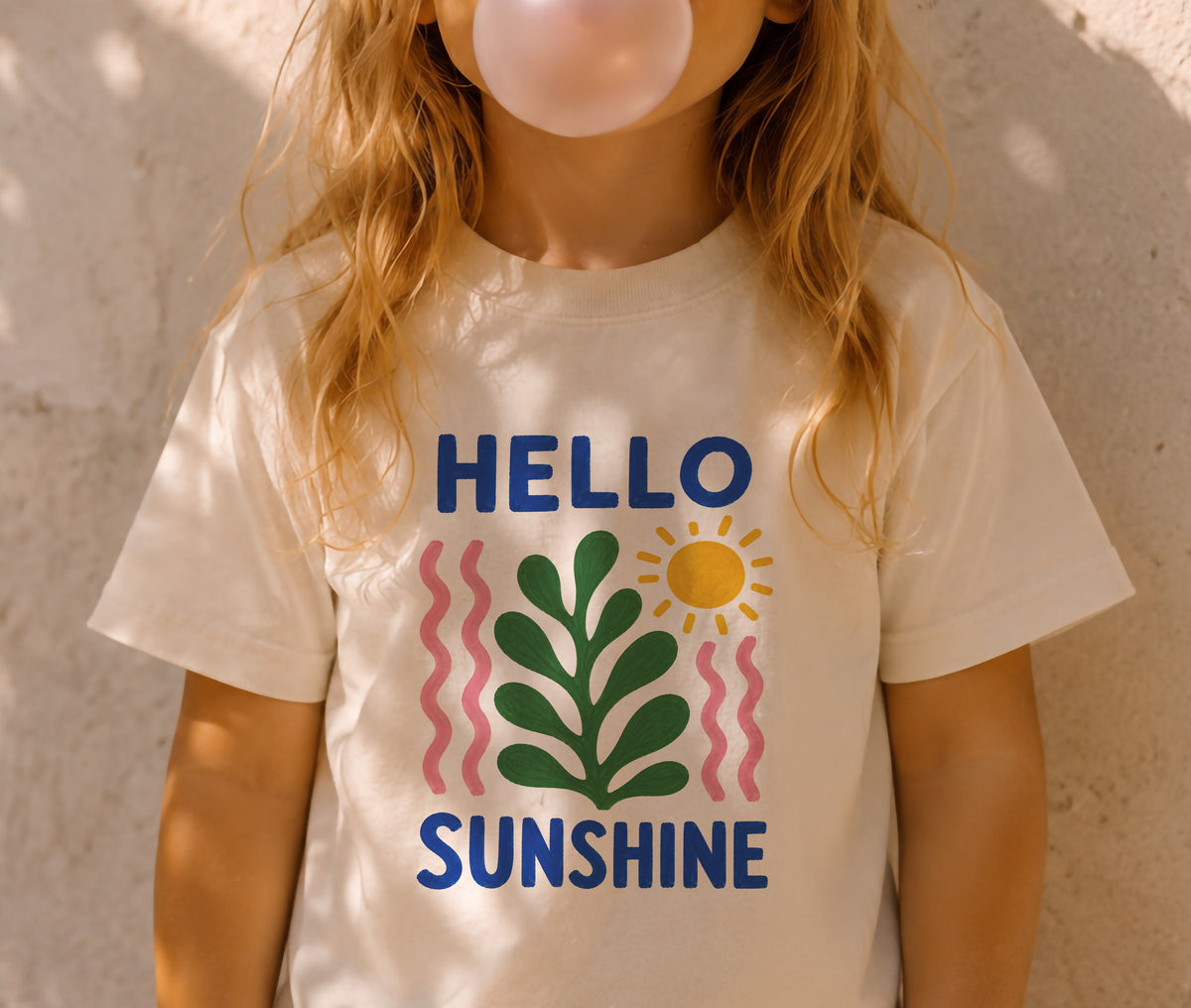 Hello Sunshine Organic Cotton Botanical Kids T-Shirt | Summer Graphic Tee
