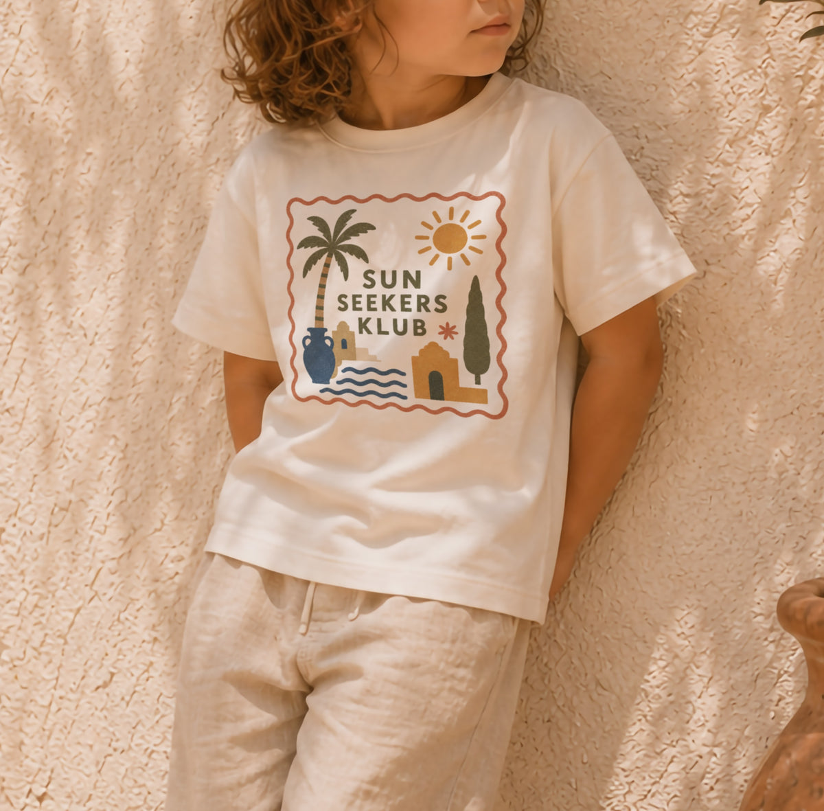 Sun Seekers Klub Kids Organic Cotton T-Shirt | Mediterranean Summer Graphic Tee | Sun Seekers Klub Clothing