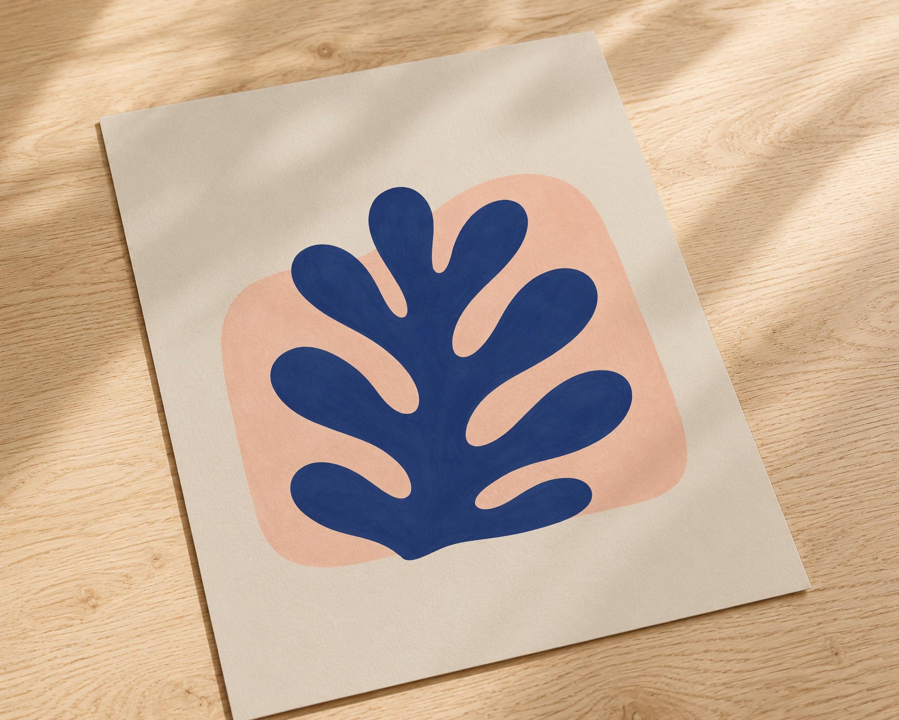 Reef Blue Abstract Botanical Print | Coastal Modern Mediterranean Organic Shape Art | Framed or Unframed