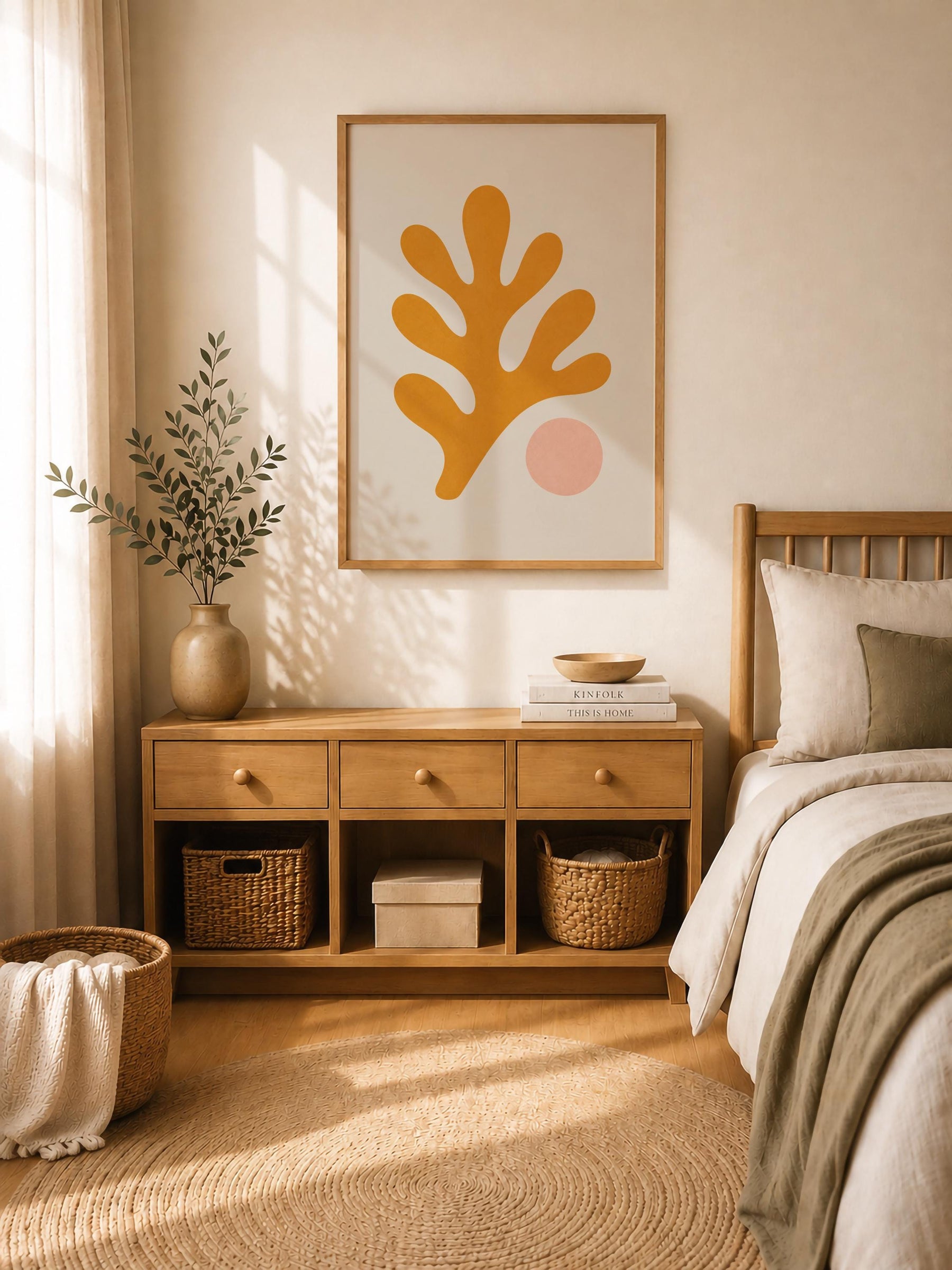 Oro Coral Print | Abstract Botanical Coastal Wall Art (Framed or Unframed)