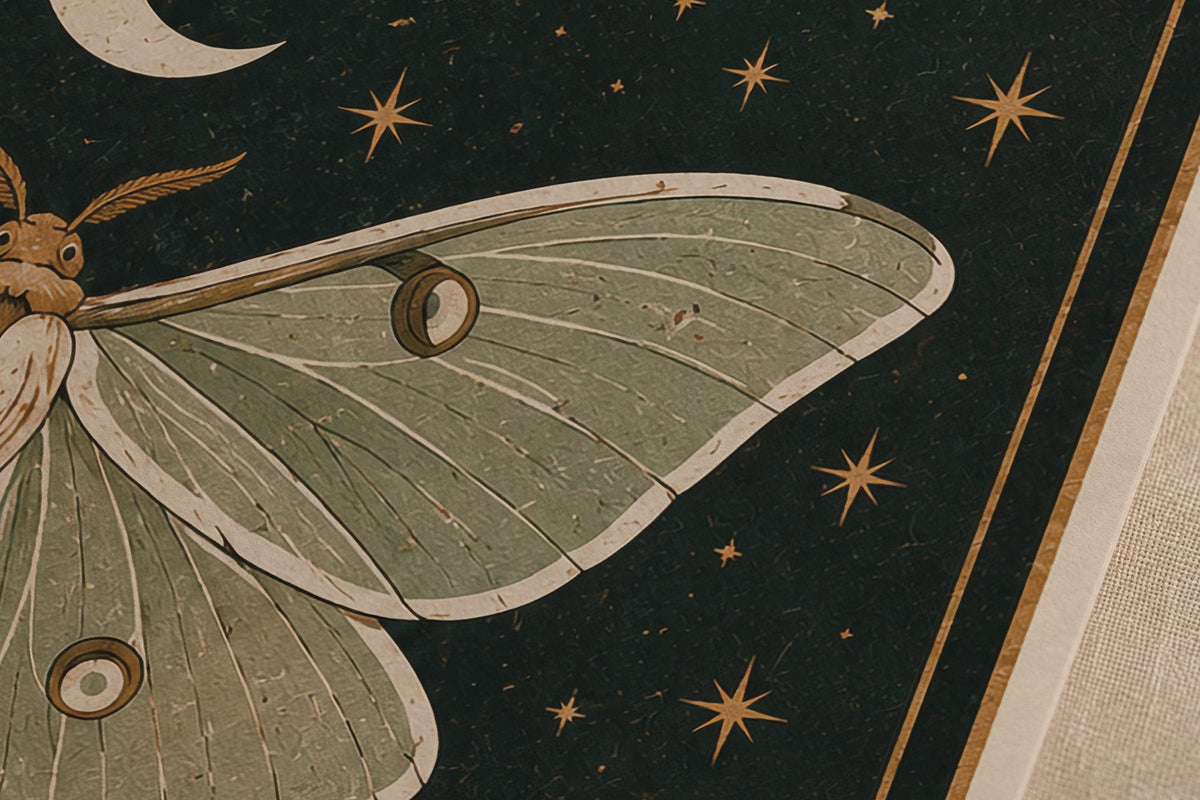 Find Magic Celestial Moth Nursery Print | Inspirational Magic Folk Art Nature Illustration | Framed or Unframed