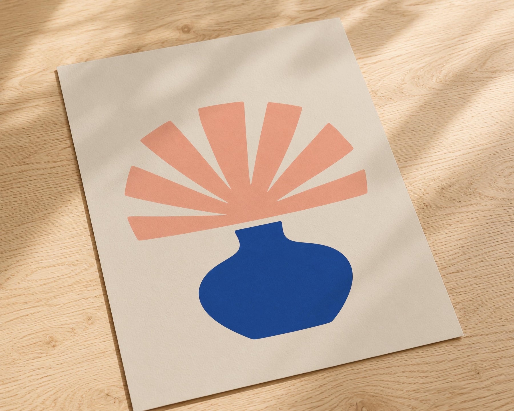 Bloom Abstract Blue Vase Botanical Print | Minimalist Mediterranean Wall Art | Framed or Unframed