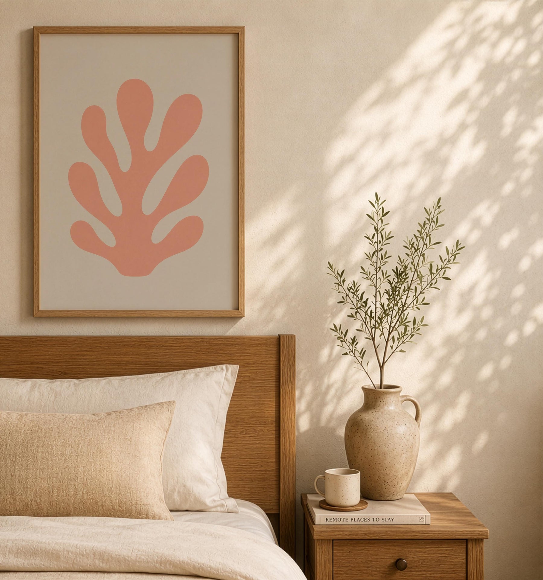 Cala Pink Coral Print | Minimalist Coastal Botanical Wall Art | Framed or Unframed