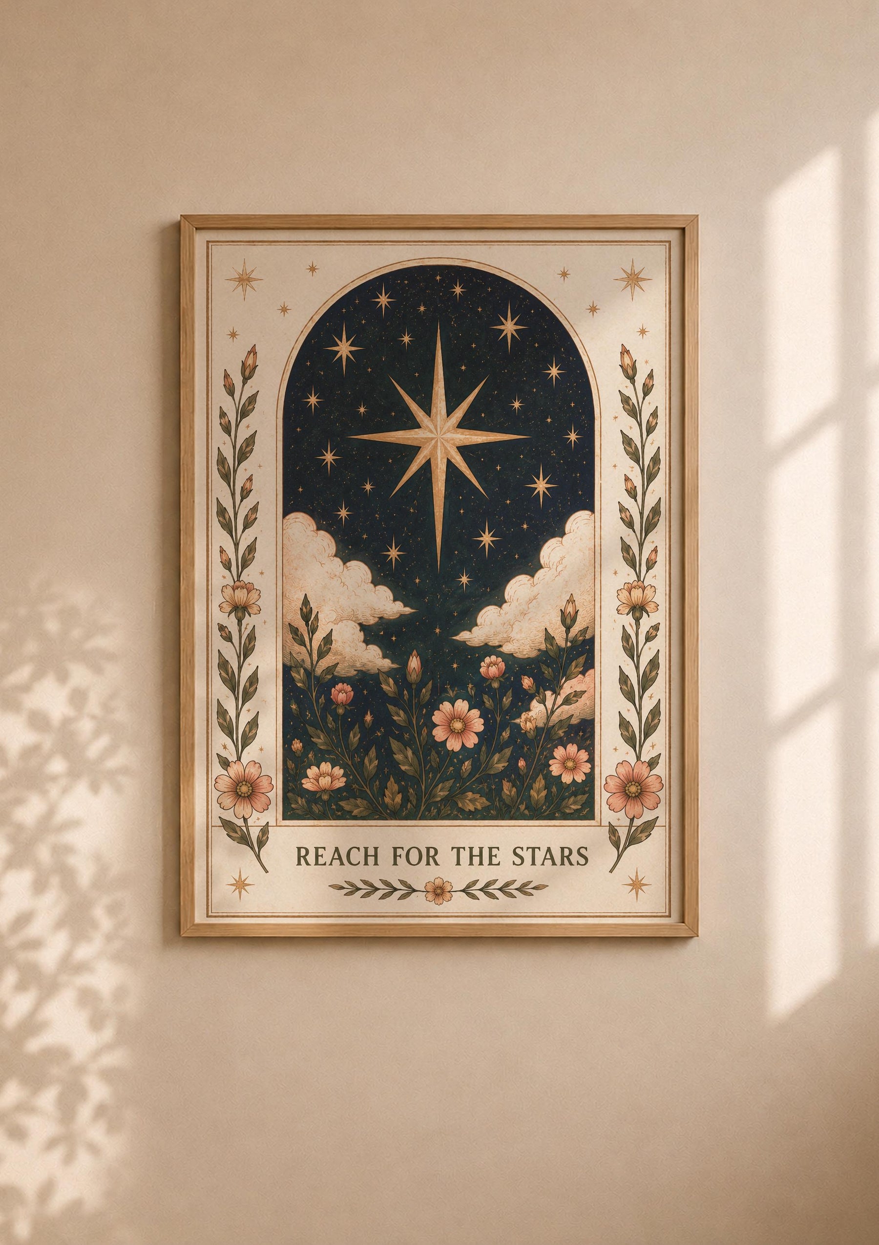 Celestial Starry Sky Print | Positive Message Inspirational Folk Art Illustration | Framed or Unframed