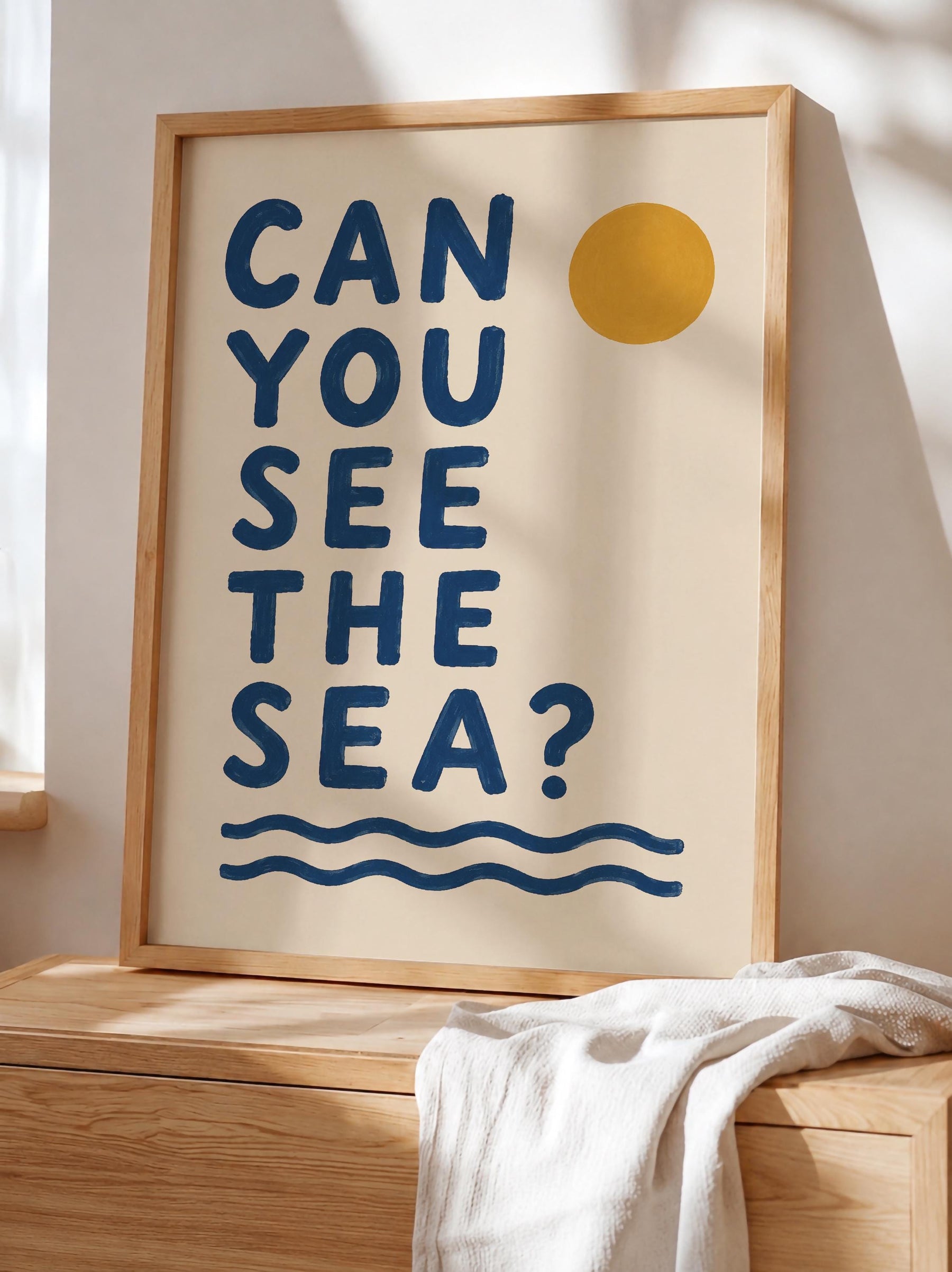 Can You See the Sea Print | Coastal Beach House Typography Wall Art | Framed or Unframed