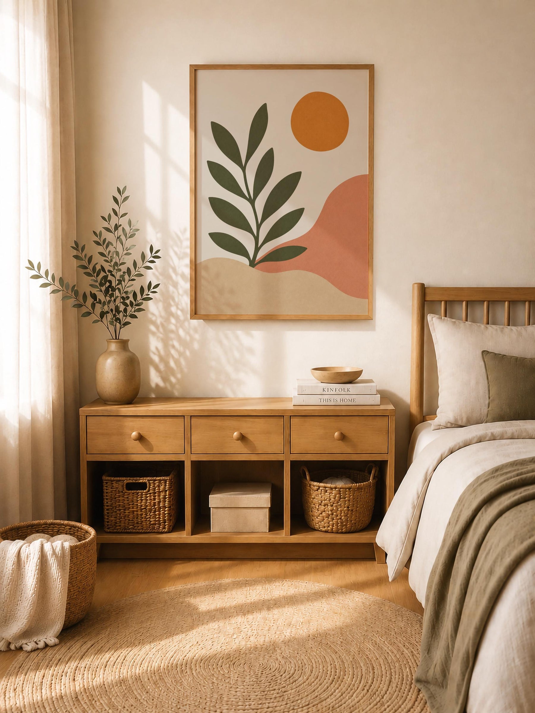 Sierra Botanical Print | Minimalist Desert Hills Wall Art, Neutral Room Decor | Framed or Unframed