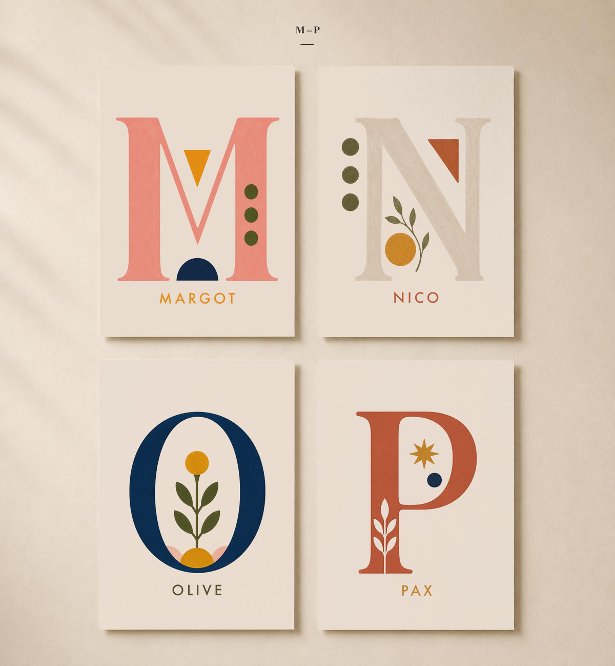 Personalised Hand-Painted Alphabet Name Print | Nursery Kids Room Letter Wall Art | Framed or Unframed