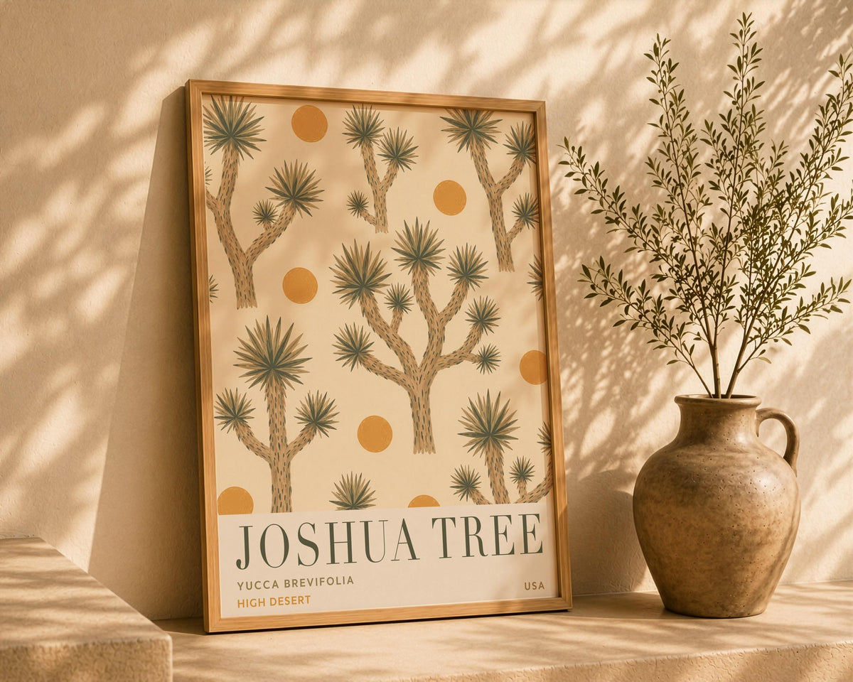 Joshua Tree Print | Desert Modern Wall Art, California Travel Poster | Framed or Unframed