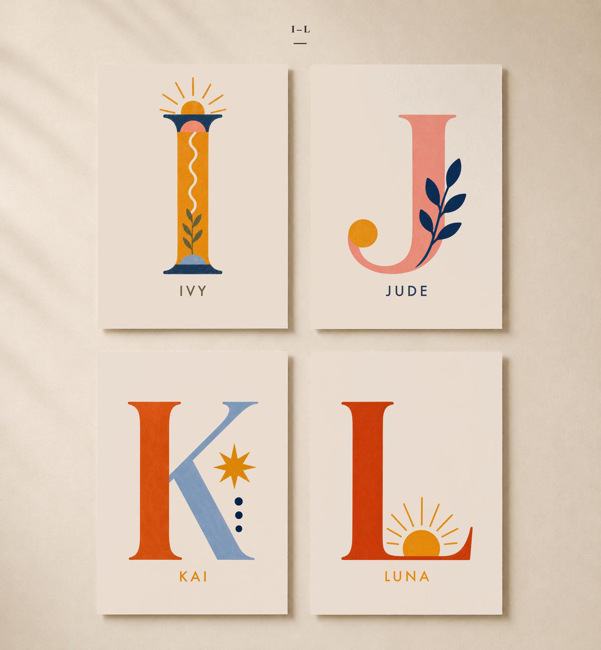 Personalised Hand-Painted Alphabet Name Print | Nursery Kids Room Letter Wall Art | Framed or Unframed