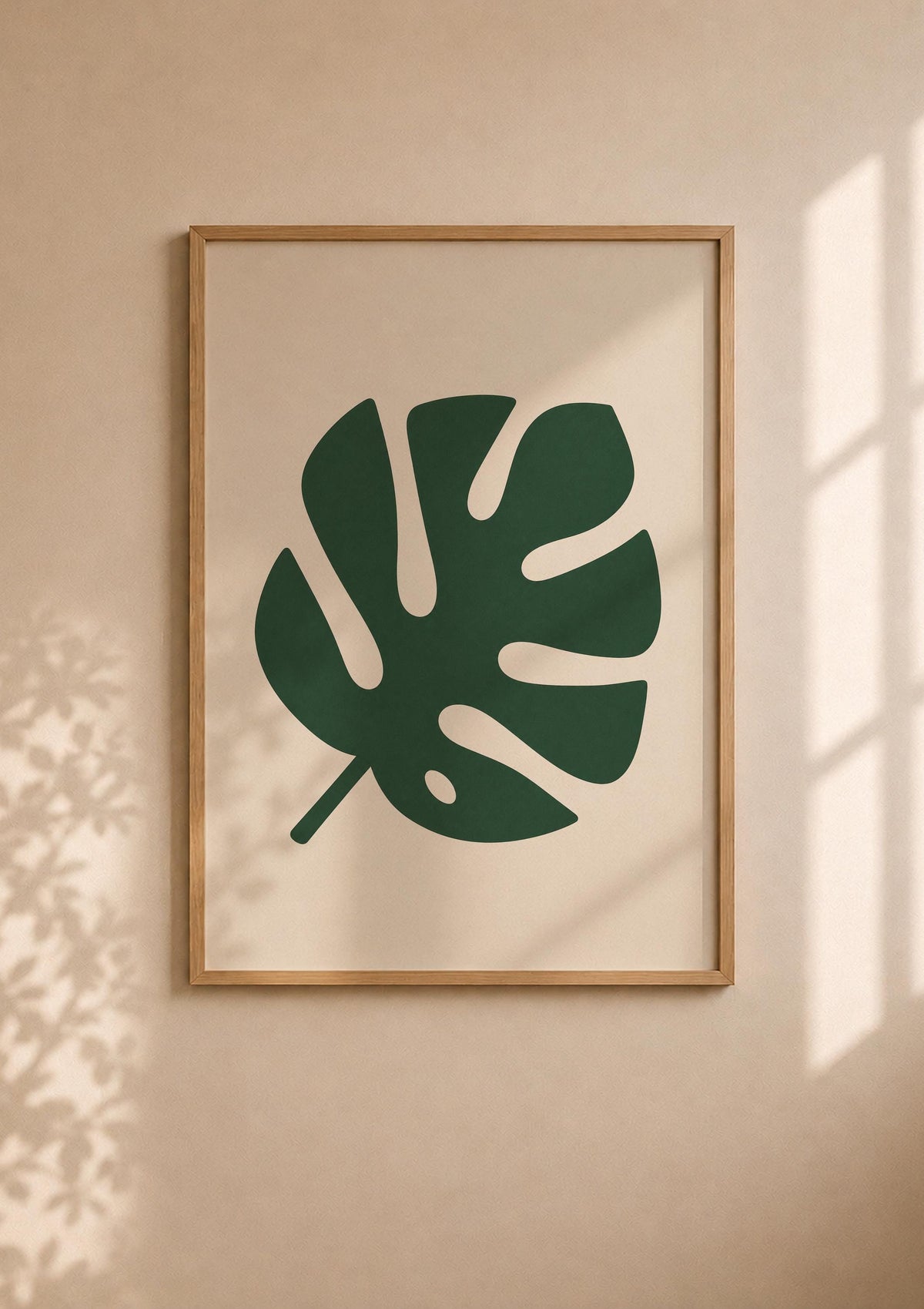 Canopy Green Monstera Leaf Print | Tropical Botanical Wall Art, Minimalist Poster | Framed or Unframed