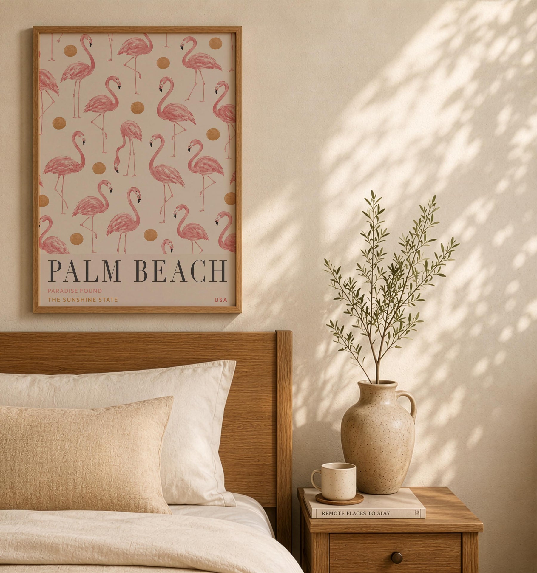 Palm Beach Flamingo Print | Hand-Painted Florida Coastal Wall Art | Framed or Unframed