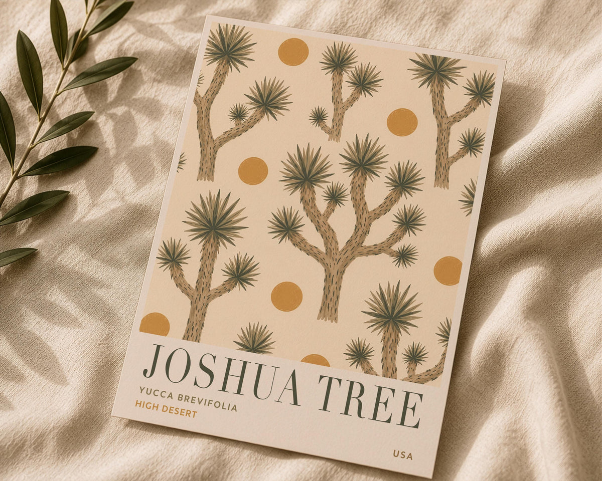 Joshua Tree Print | Desert Modern Wall Art, California Travel Poster | Framed or Unframed