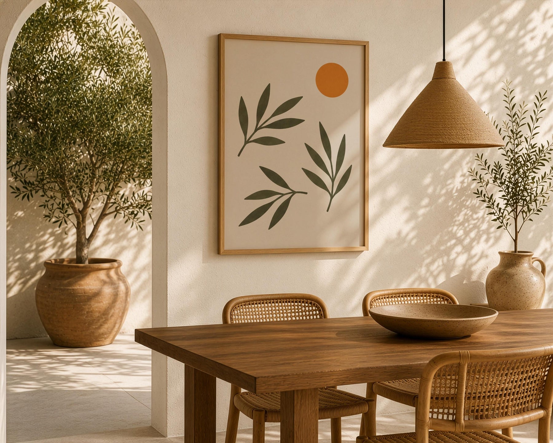 Oasis Olive Branch Print | Hand-Painted Botanical Art, Mediterranean Wall Decor | Framed or Unframed