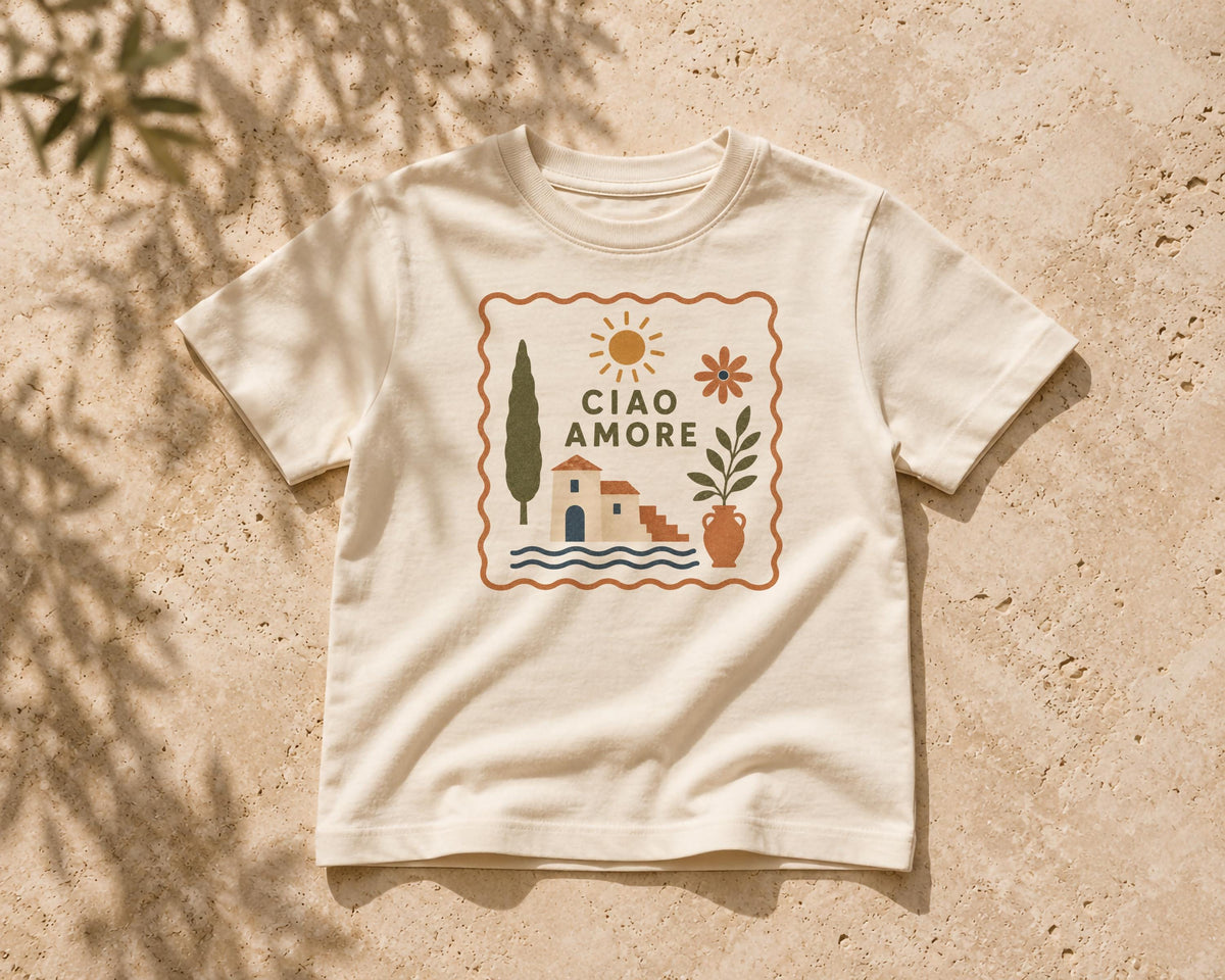 Kids Organic Cotton T-Shirt | Mediterranean Graphic Tee, Italian Summer Holiday Clothing