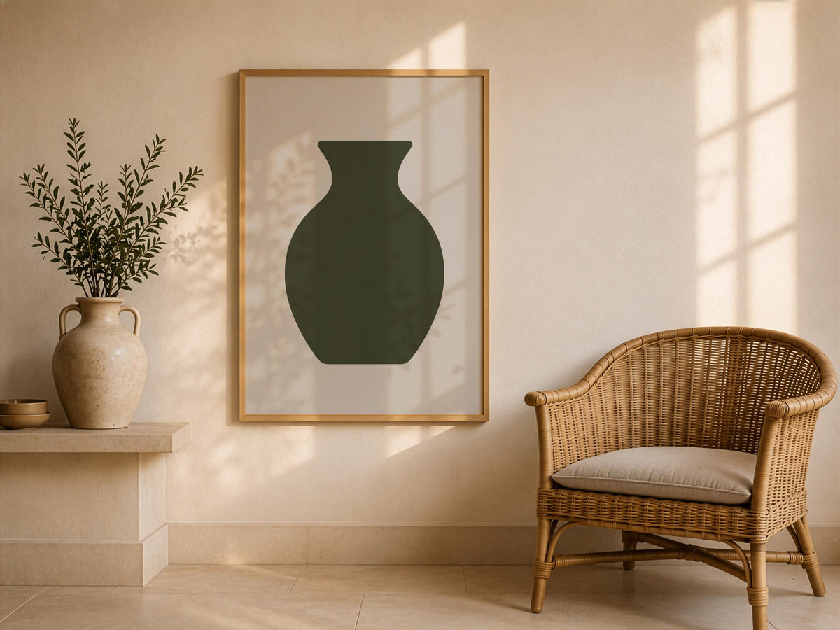 Forma Green Vase Print | Minimalist Abstract Contemporary Wall Art | Framed or Unframed