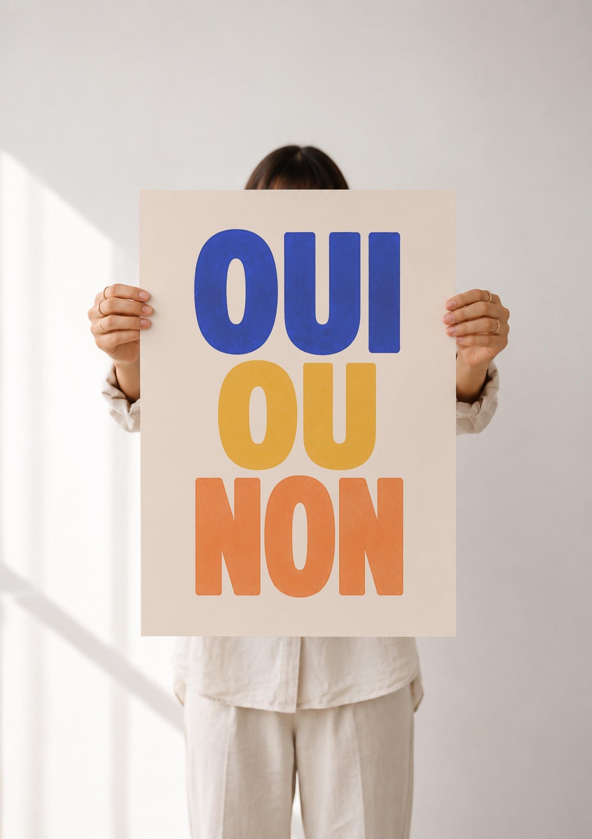 Oui Ou Non Print | Hand-Painted French Typography Wall Art | Framed or Unframed