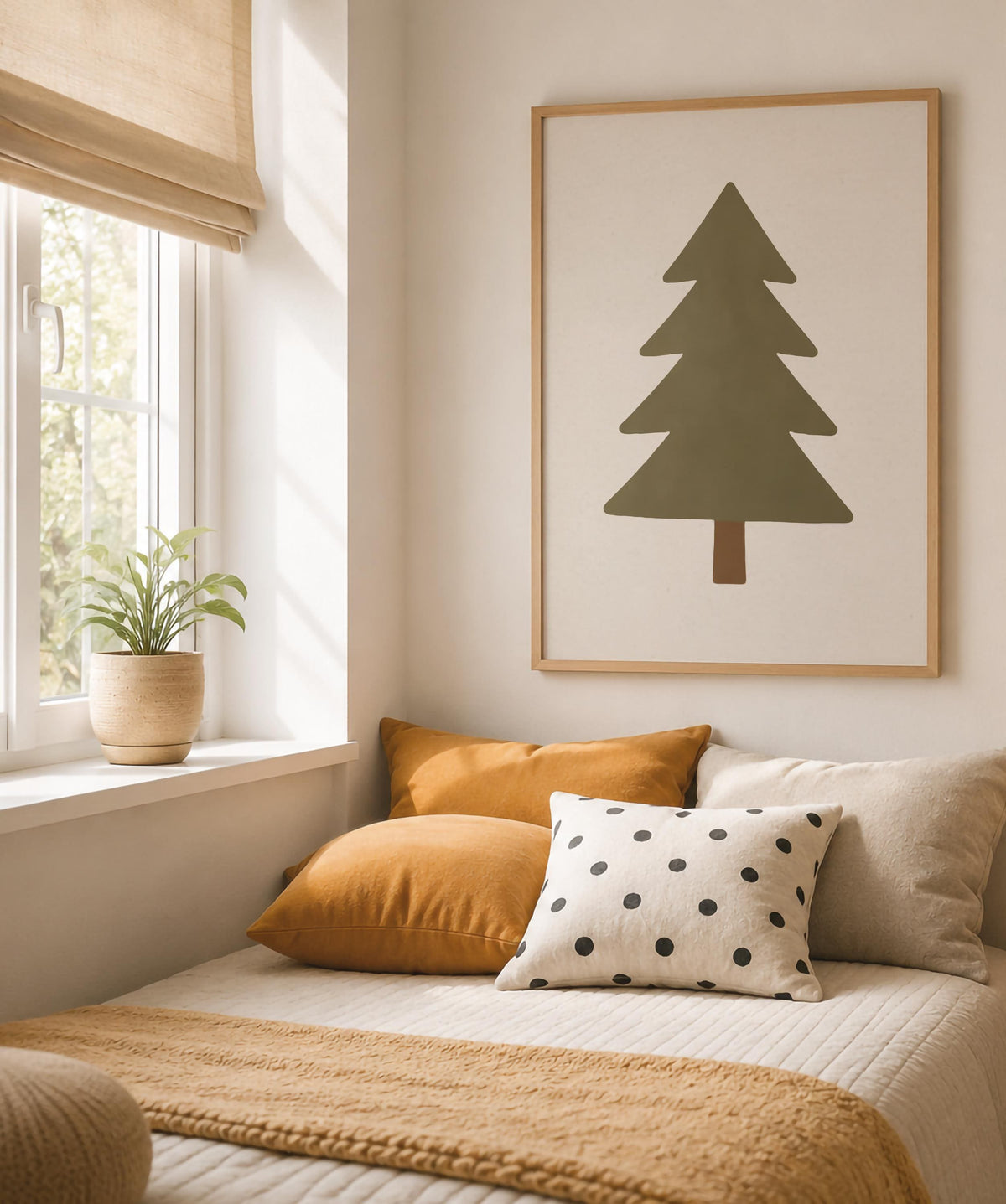 Pine Tree Print | Hand-Painted Minimalist Nature Wall Art | Framed or Unframed