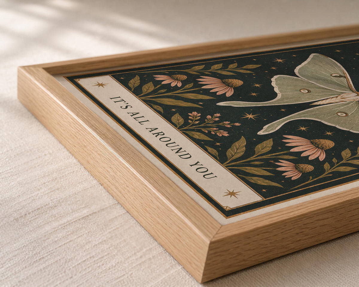 Find Magic Celestial Moth Nursery Print | Inspirational Magic Folk Art Nature Illustration | Framed or Unframed