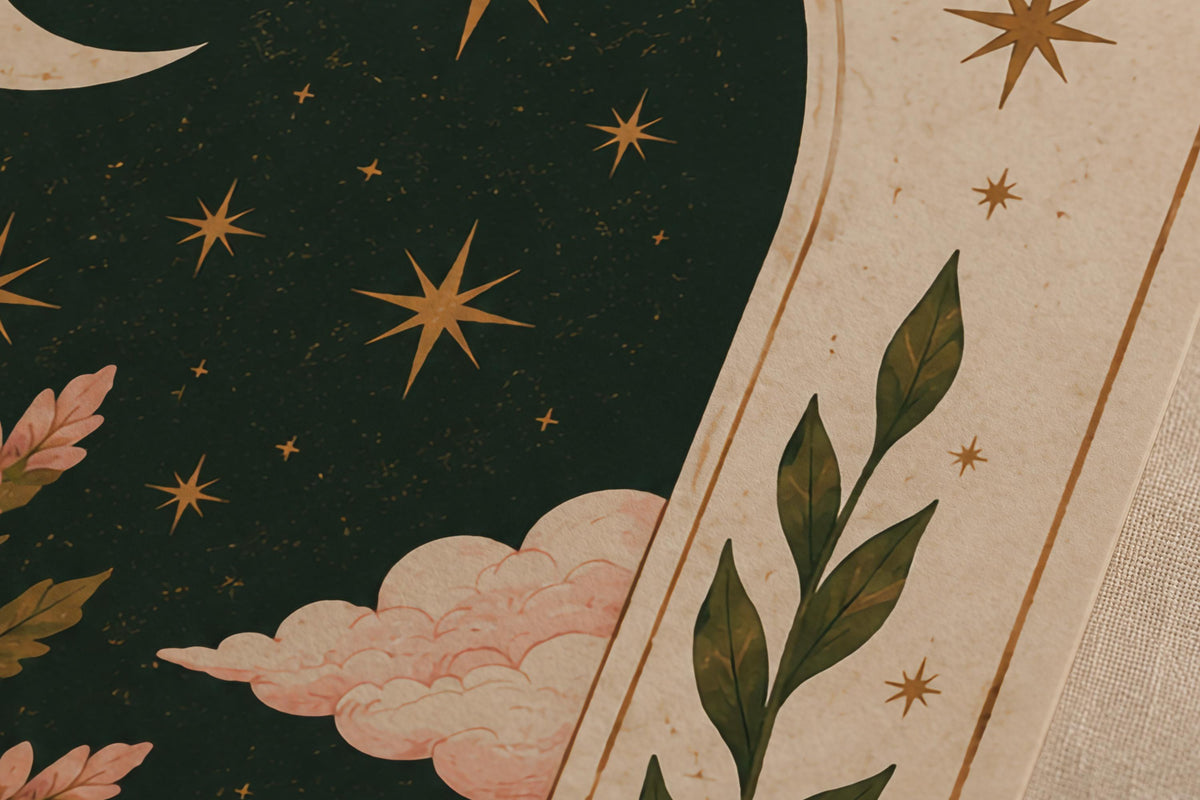 Breathe Deeply Print | Celestial Folk Art, Inspirational Moon Wall Art, Framed or Unframed
