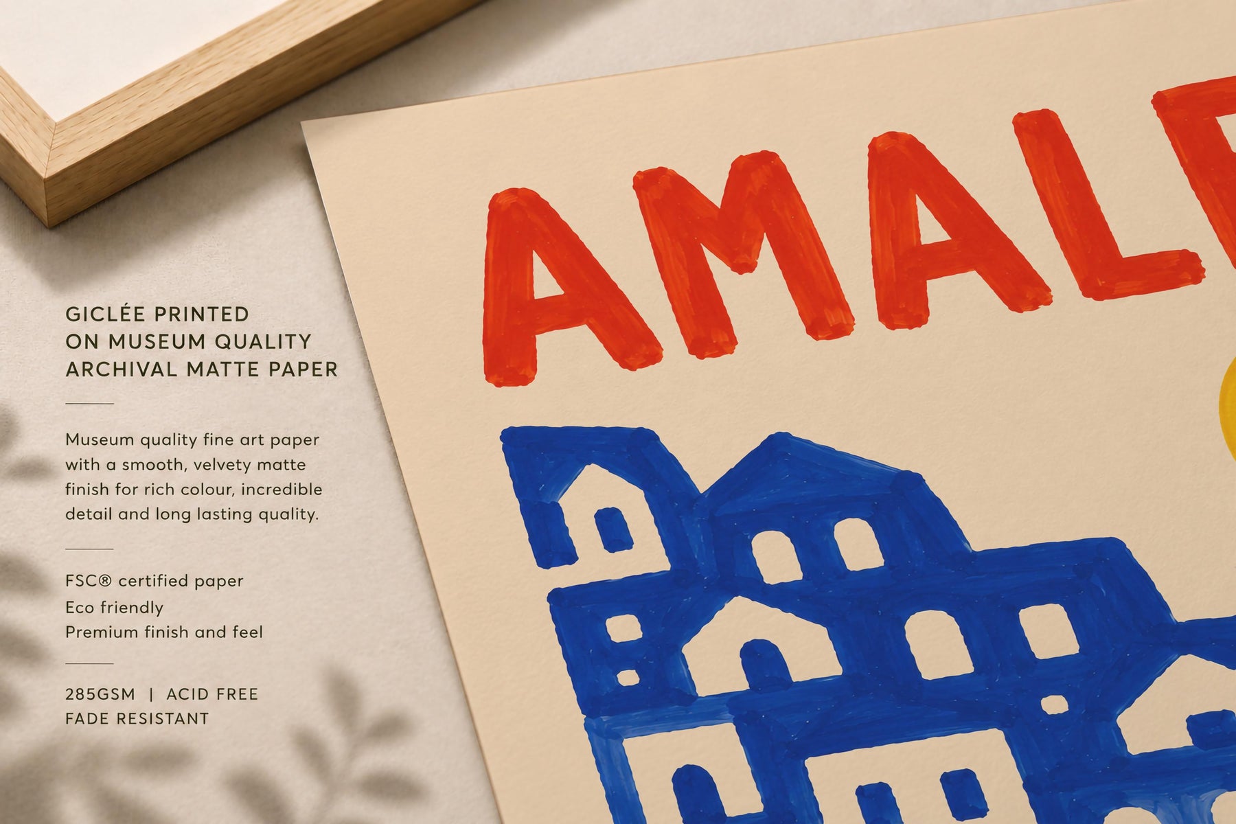 Amalfi Coast Print | Hand-Painted Mediterranean Seaside Artwork | Framed or Unframed