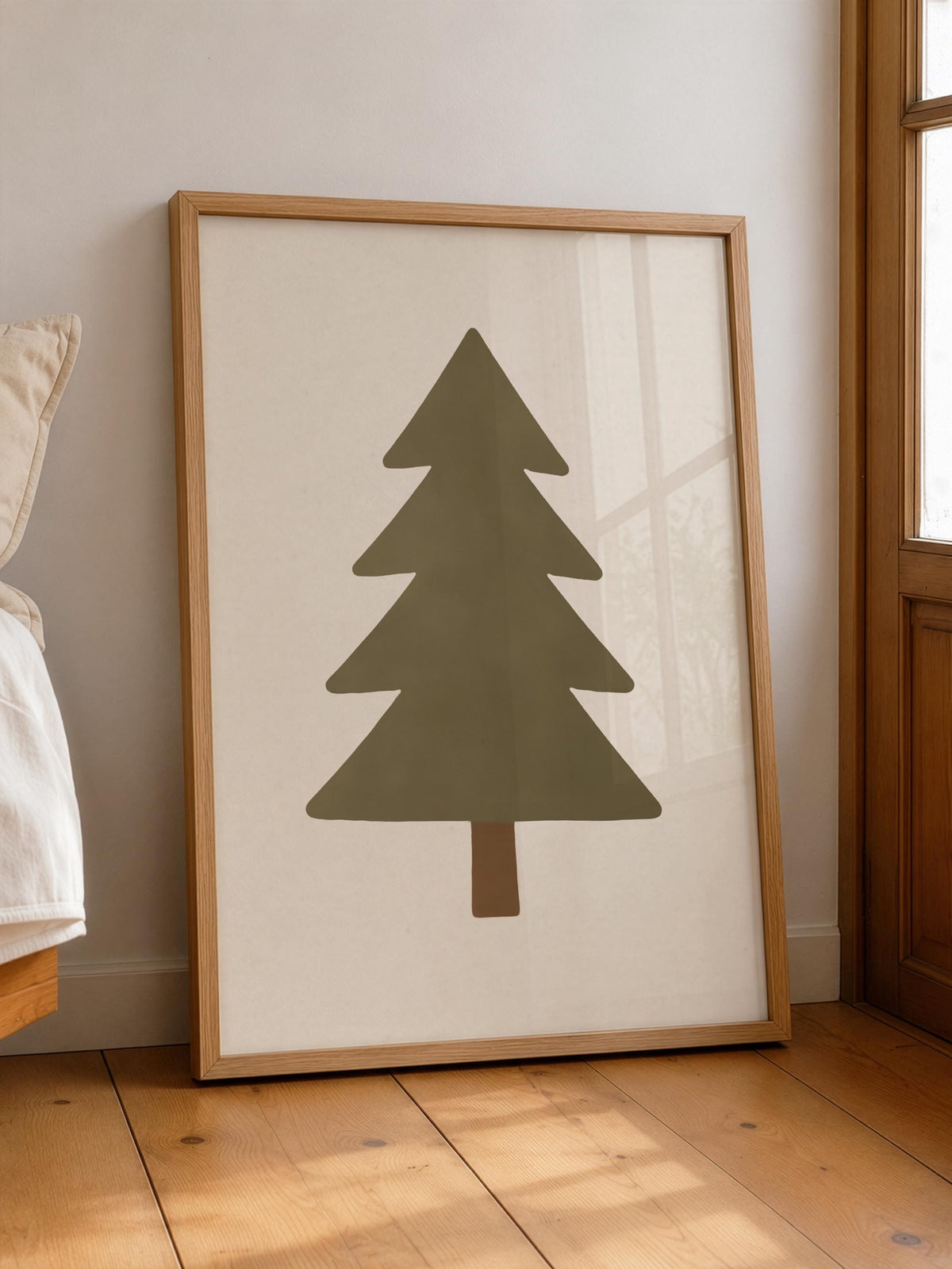 Pine Tree Print | Hand-Painted Minimalist Nature Wall Art | Framed or Unframed