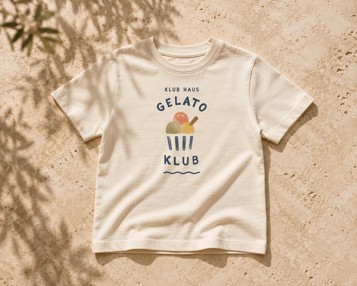 Organic Cotton Kids Ice Cream T-Shirt | Hand-Painted Design Summer Gelato Tee